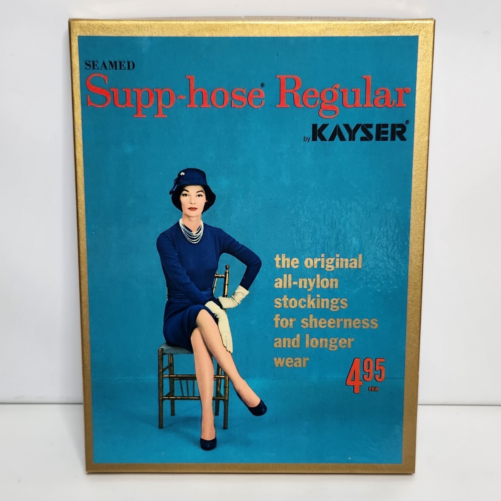 Vintage Supp-Hose Kayser Nylon Stockings Seamed Pantyhose Charm Regular 8.5-9.5M