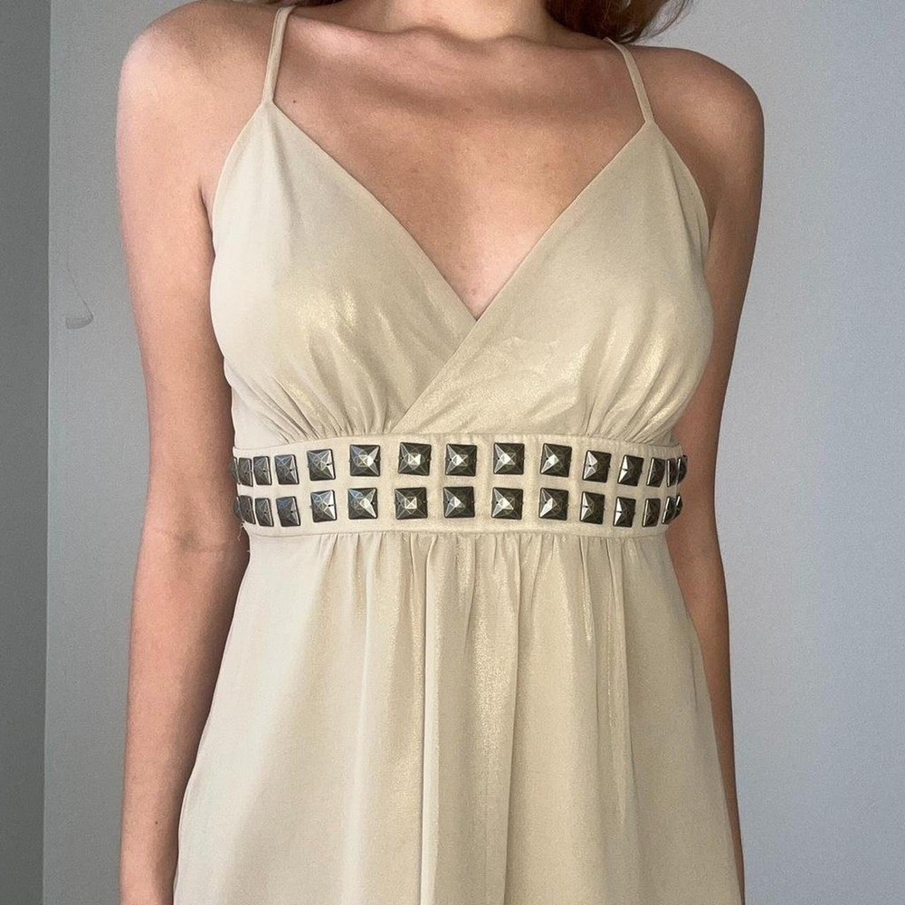 dainty 2000s gold v neck tank