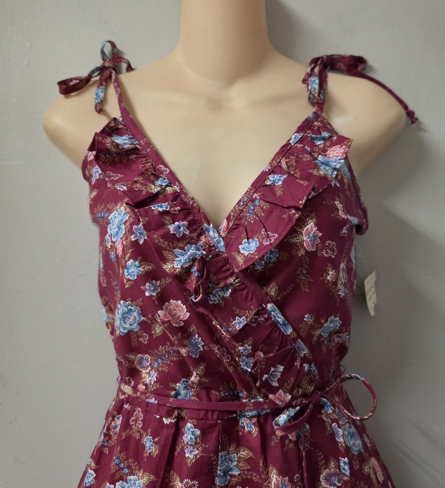 Vintage 70’s Dress You Babes II Fritzi Deadstock V-Neck Ruffle Shoulder Ties S