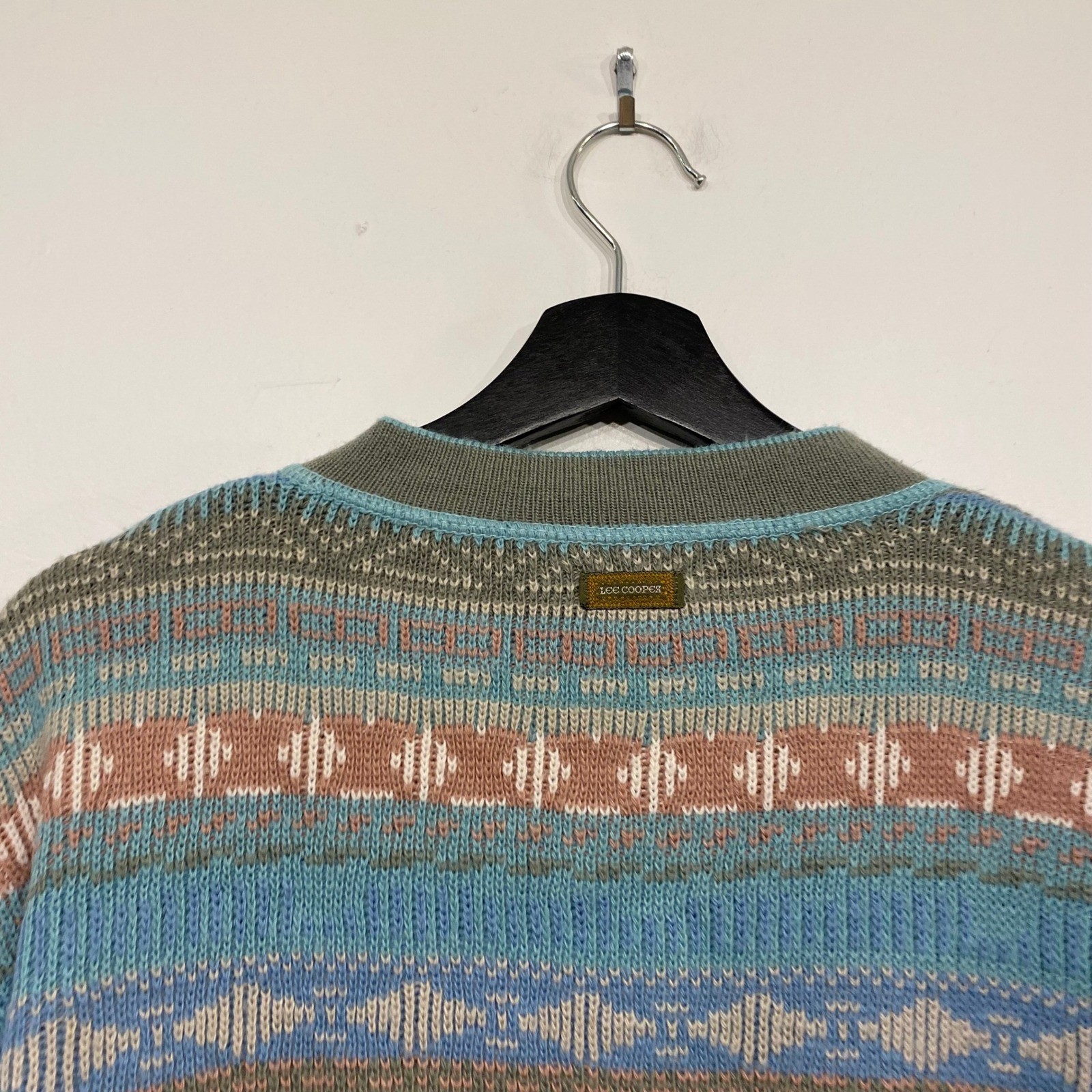 Lee Cooper Mystic Northern Vintage Fair Isle Cardigan Blue Green Geometric Multi