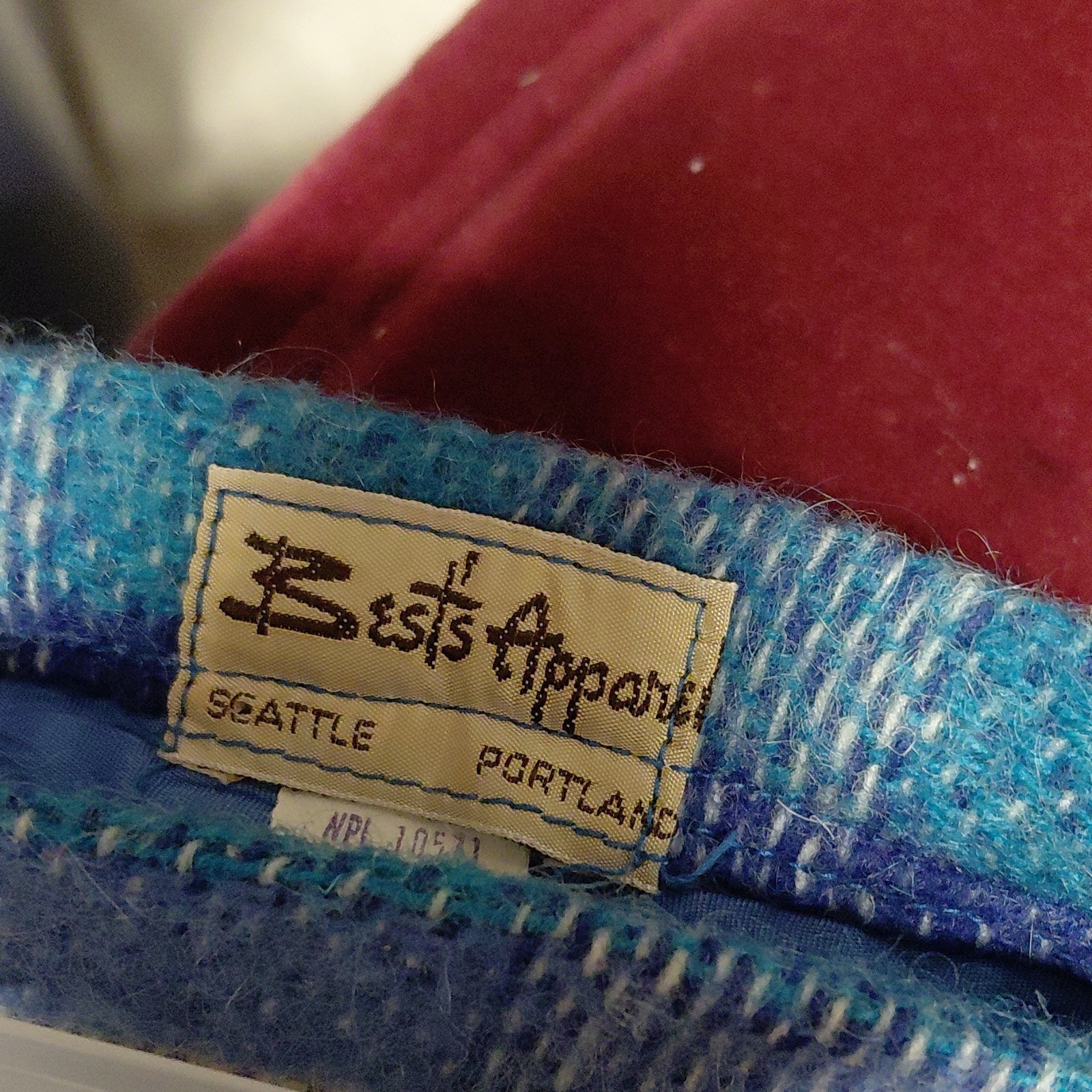 Best’s Apparel Vintage Purple Top & Striped Blue Gray Skirt Suit Set