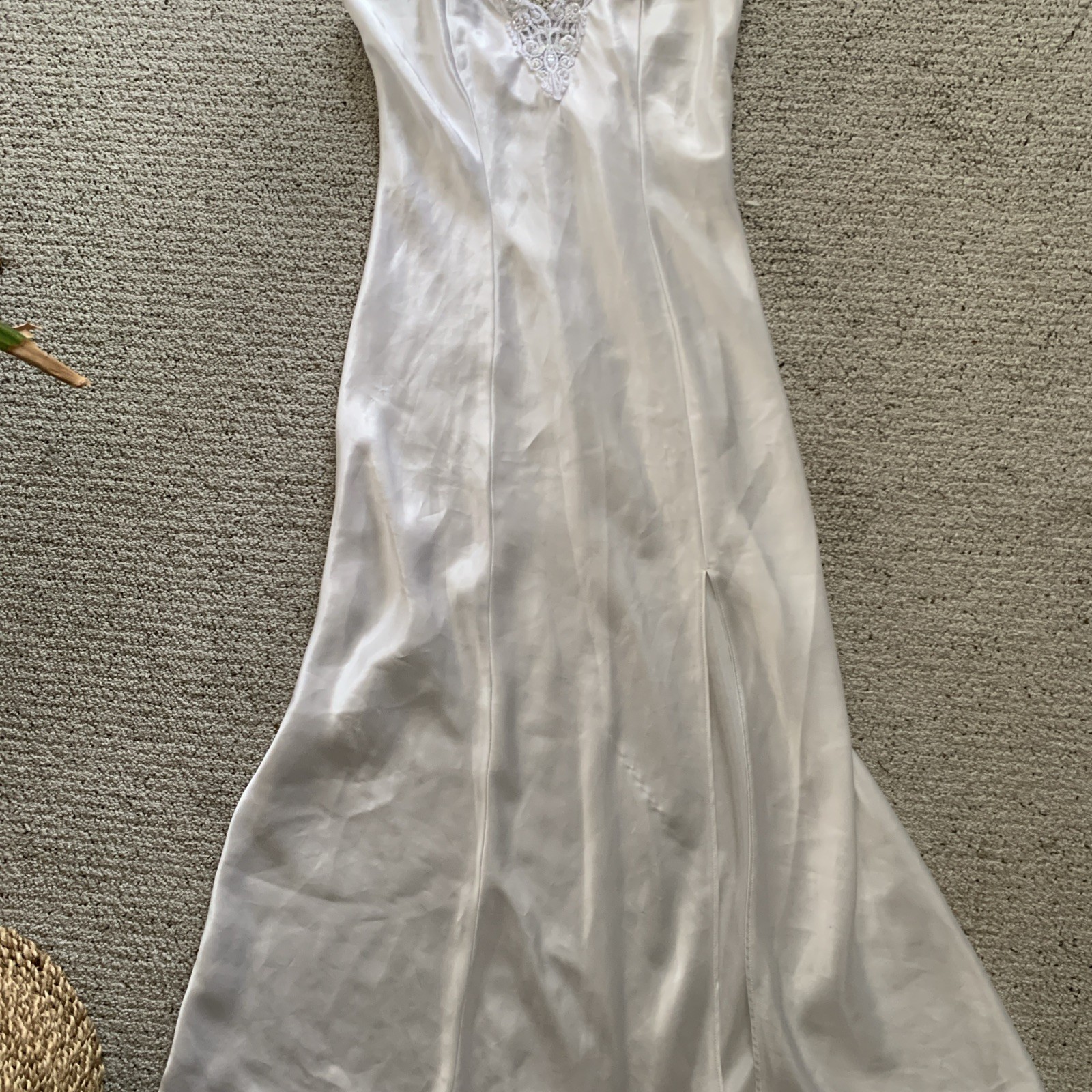 fredricks of hollywood Satin Nightgown Slip Dress Maxi Sleeveles Strappy Sexy S