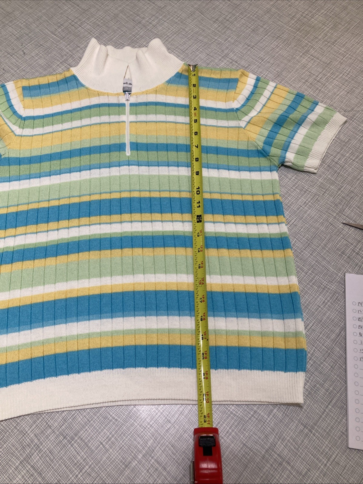 Vtg 80s 90s Alfred Dunner Striped Knit Polo Top USA Made Coastal Grandma Pastel
