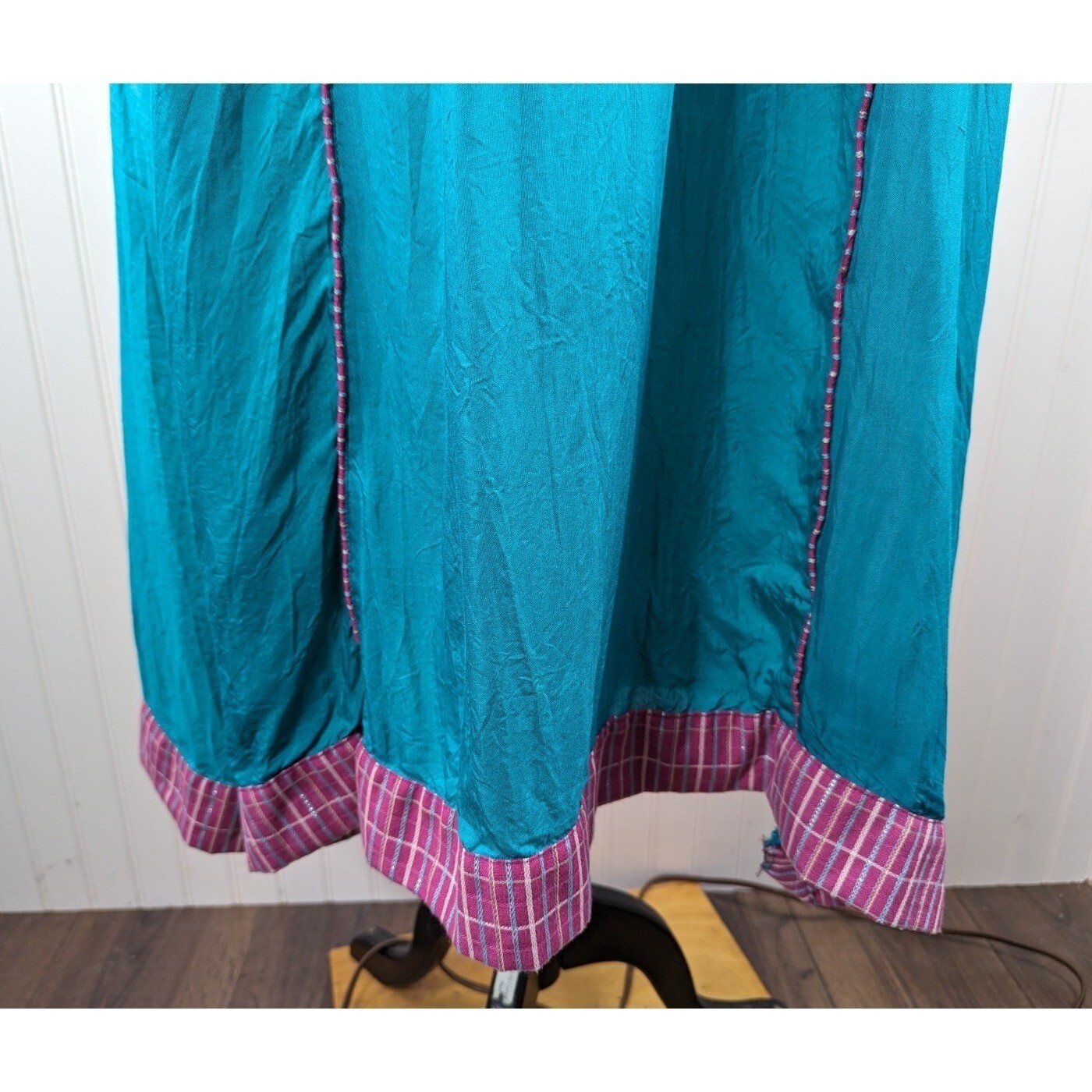 Sha Posh Maxi Dress Womens Size L Floral Embroidered Sequins Grannycore Y2K Teal