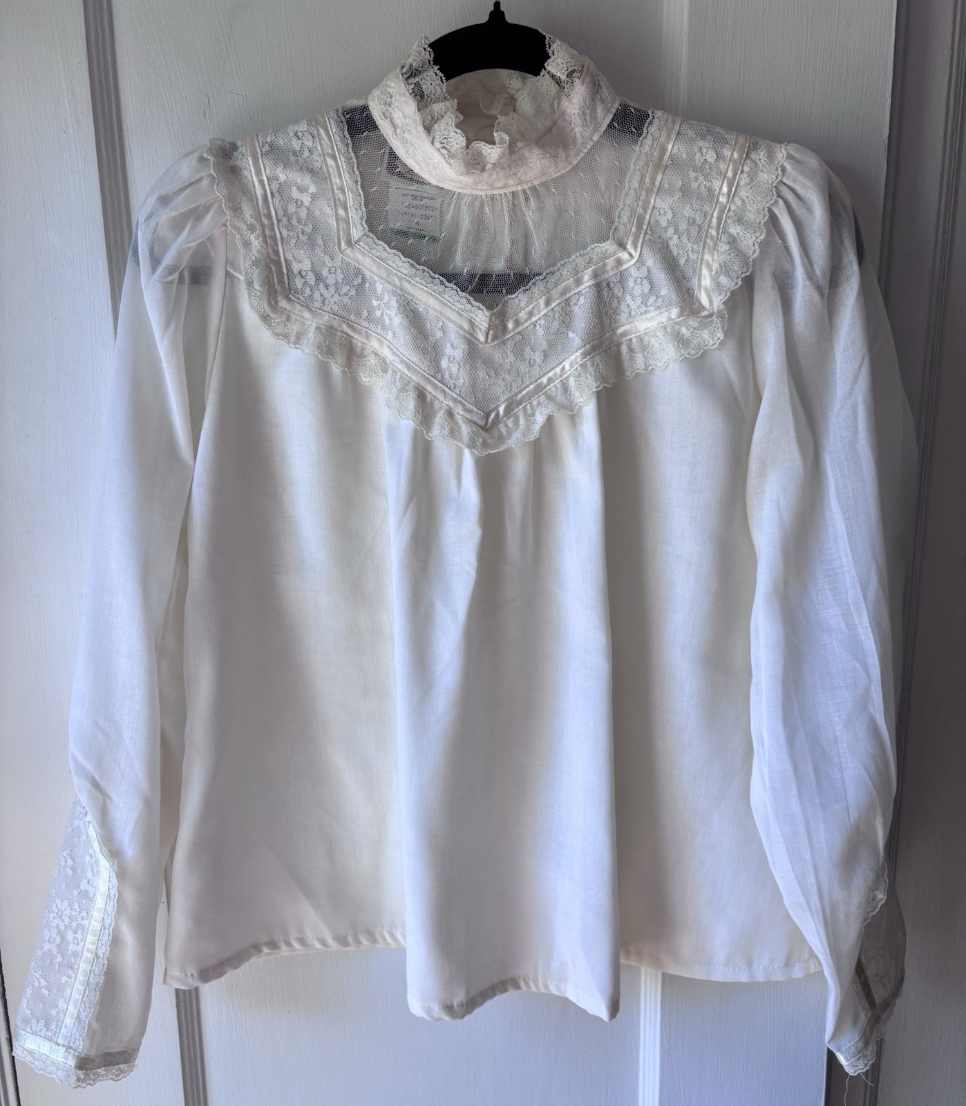 Vintage Gunne Sax Lace Blouse Victorian Cottagecore Prairie Girls Cream Size 14