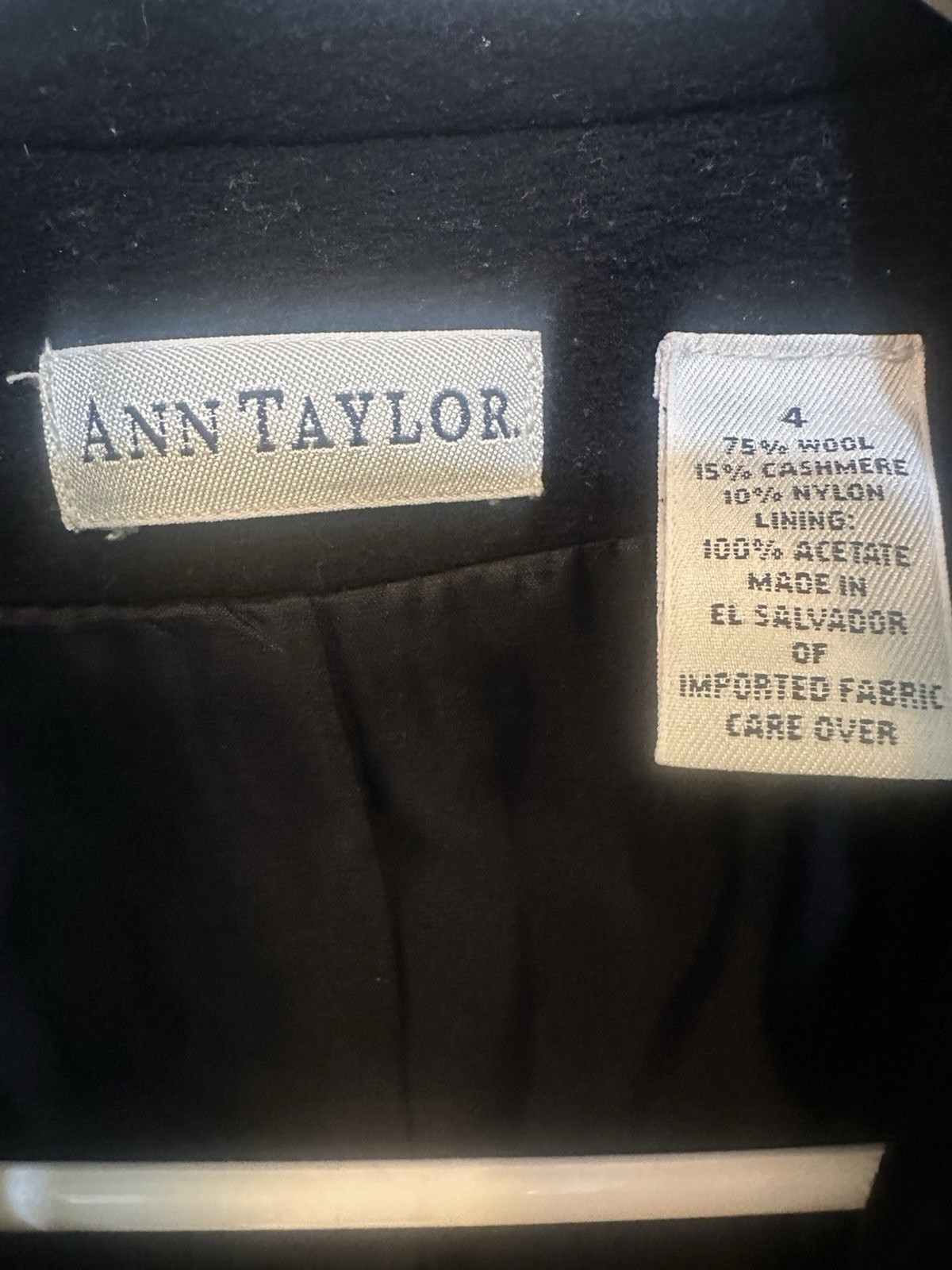Vintage Ann Taylor Wool Cashmere Blend Zip Front Jacket Black Women’s Size 4