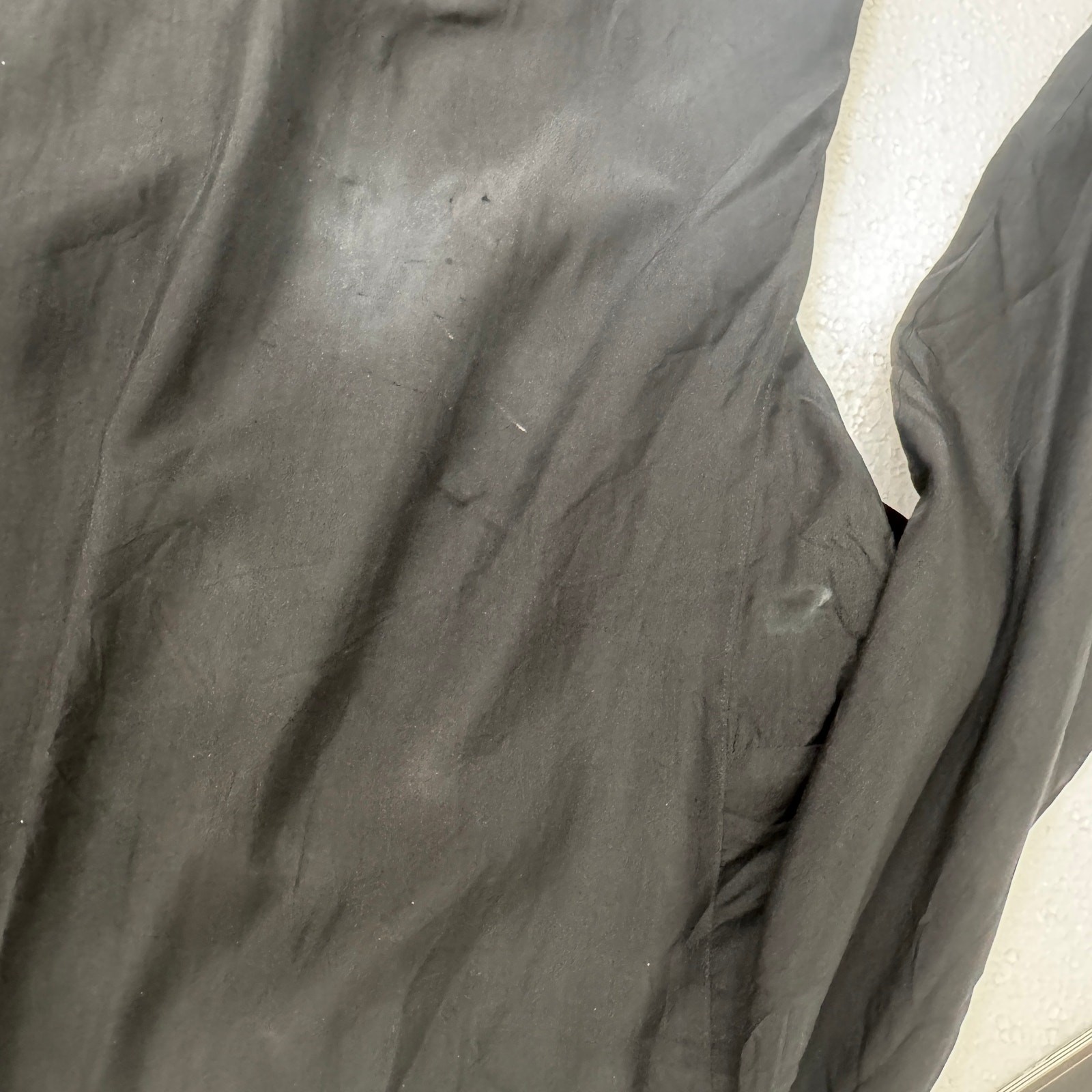 Vtg 80s Cathy Hardwick Black Silk Batwing Dress Dolman Sleeve Minimalist Pockets