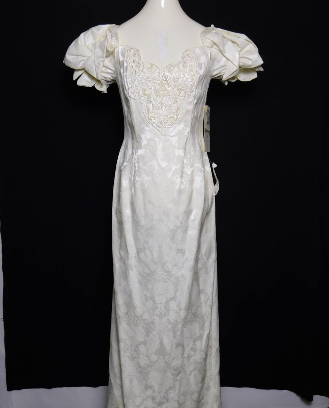NWT 1980s Vintage JESSICA McClintock Ivory Beaded Baroque Wedding Dress Sz 10