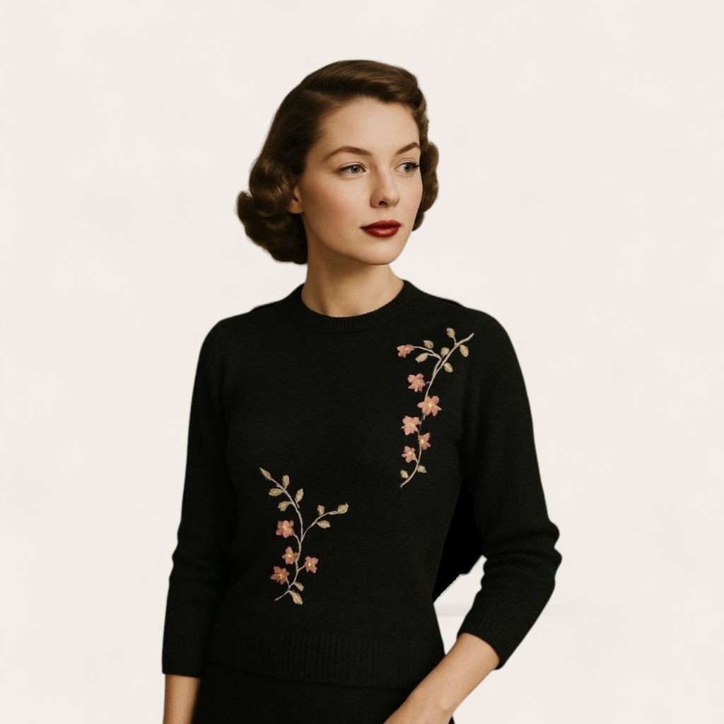 2O ansknits by Mariea Kim Vintage Floral Sweater