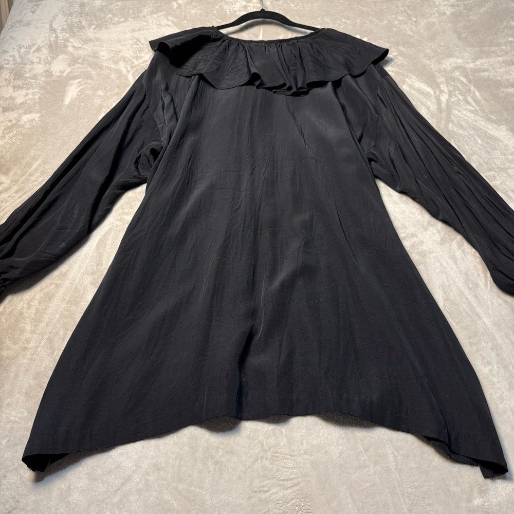 Vintage Romantic Gothic Tunic Mini Dress Aries Woman Black Rayon
