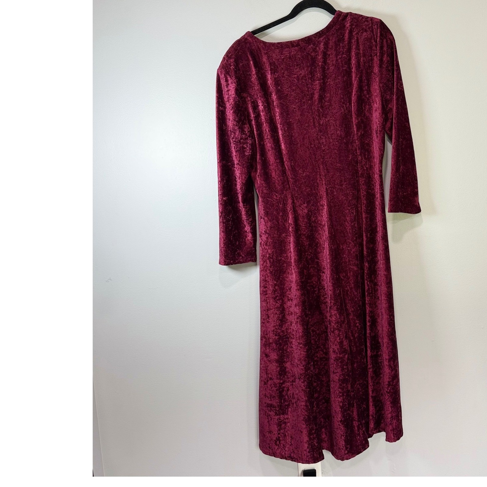 Passports Pier 1 Imports Vintage Burgundy Crushed Velvet Dress L 90’s vampire