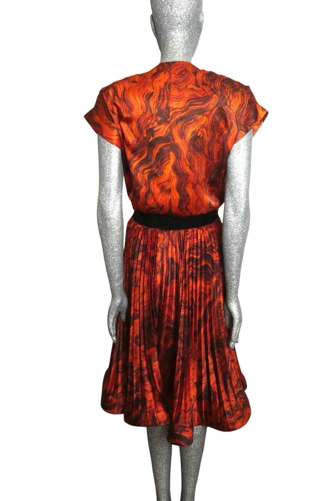 PIERRE CARDIN – 1980s Orange Printed Satin Ensemble, Size-6