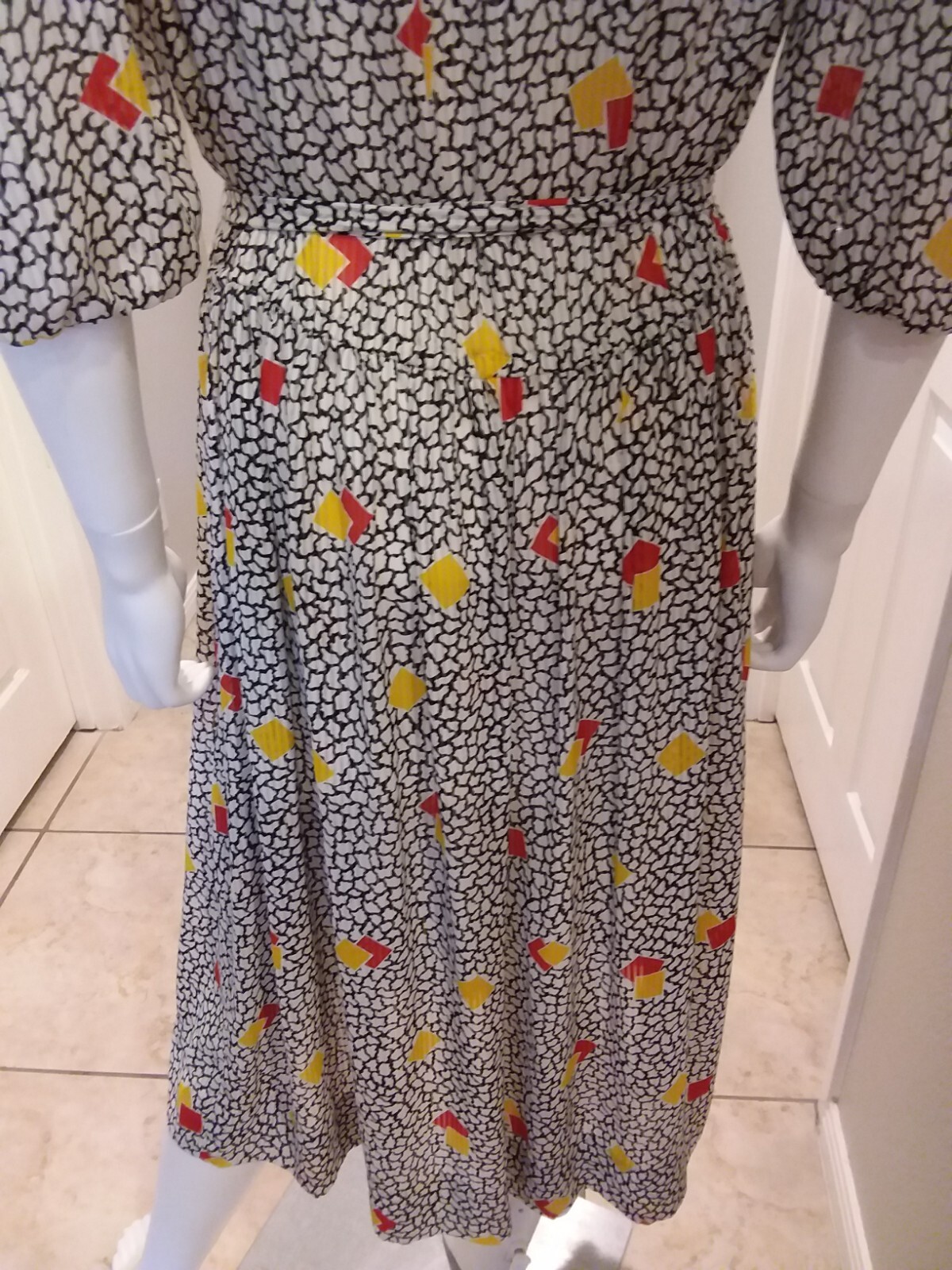 NEIMAN MARCUS CASTLEBERRY Dress Multicolored Size 14 Vintage Shoulder Pads