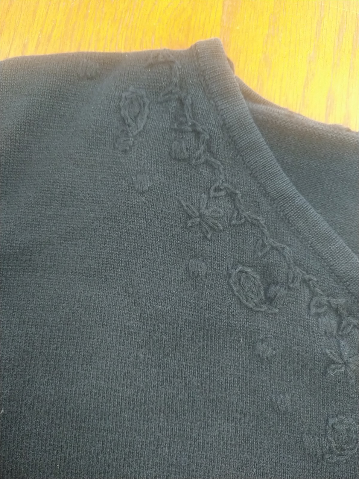 CARROLL REED Vintage Black Embroidered Blouse *SZ L* Made In Hong Kong