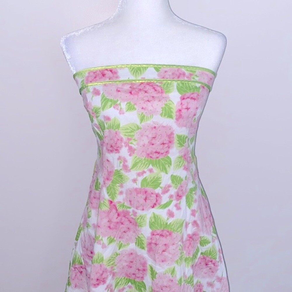 Ruby Rox vintage 90’s pink and green floral strapless dress