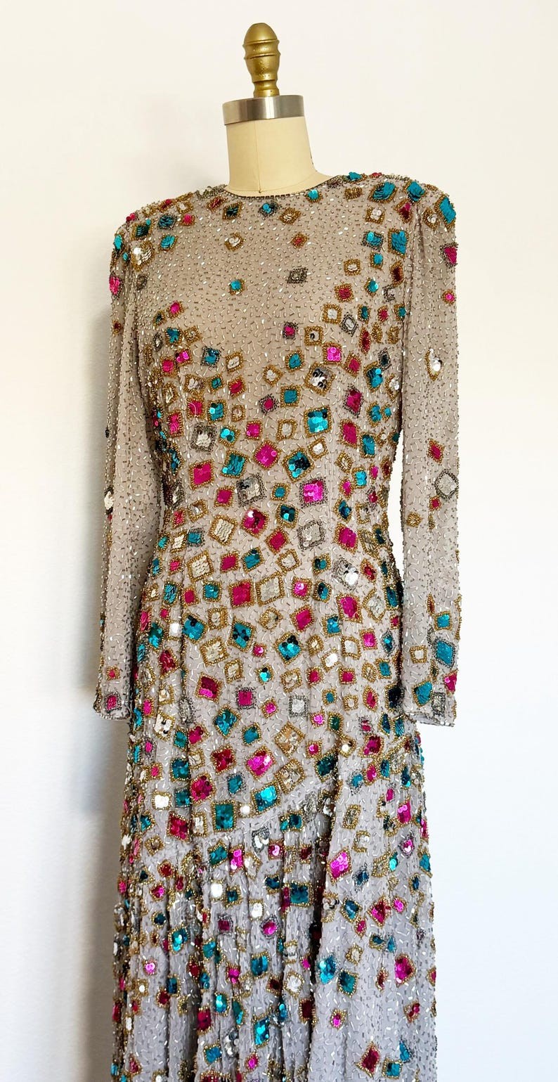 1960s Victoria Royal Gown / 1960s Sequin Gown / 1960s Gown / Size Medium