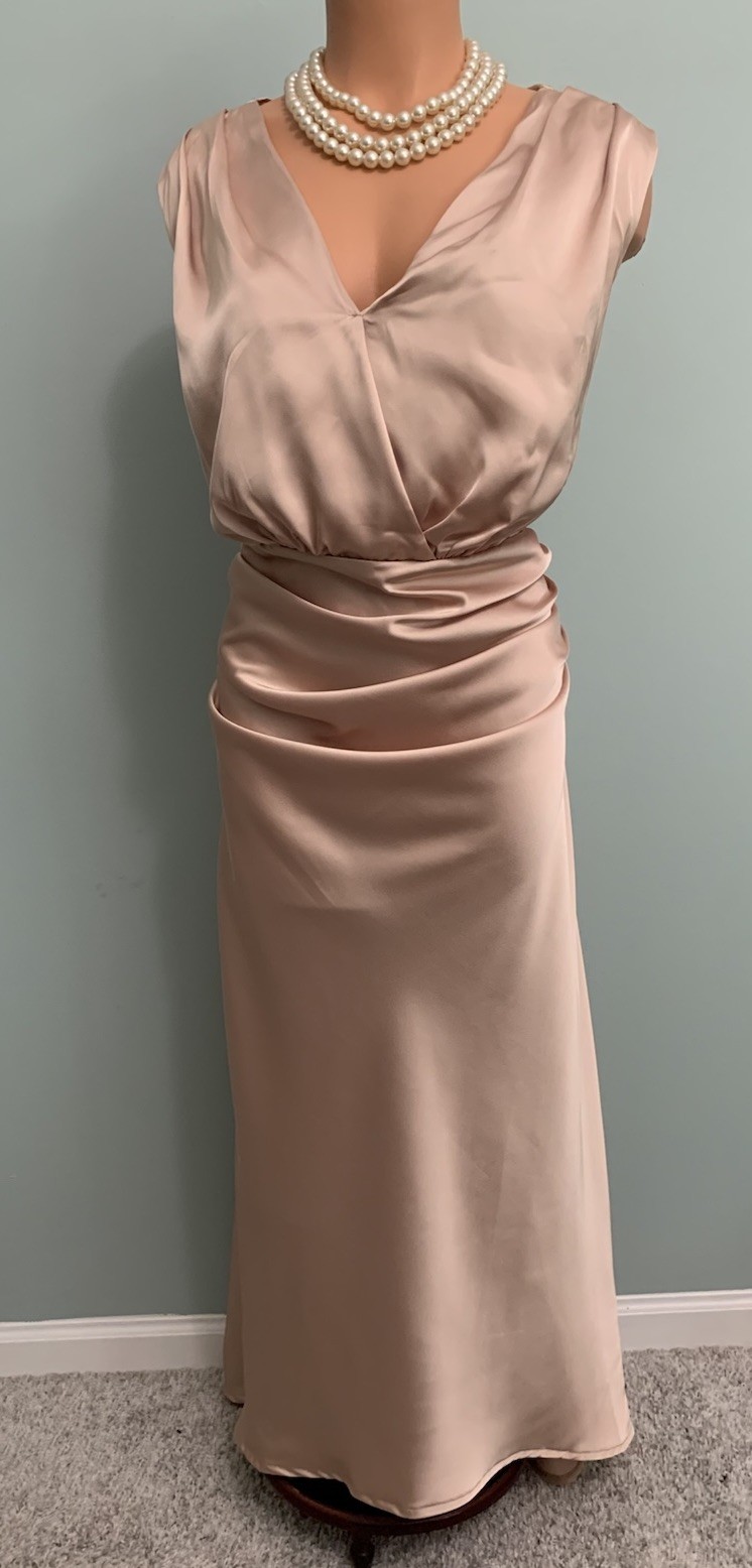 NEW Glossy Satin Full Slip Dress 3X 18 Formal Special Occasion Pearl buttons