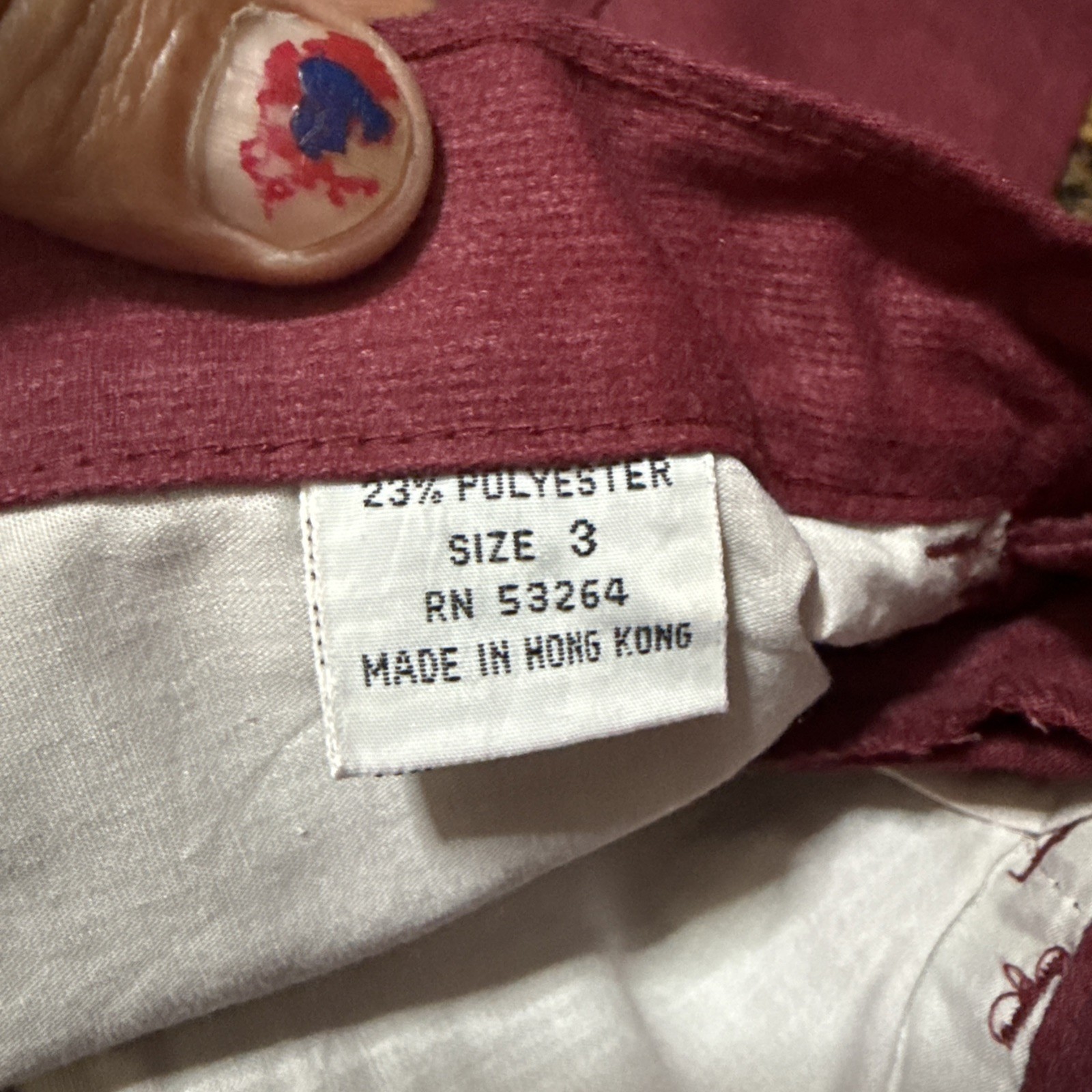 VTG 70’s 80’s PARIS 111 DEADSTOCK DENIM JEANS MAROON DEEP RED W/ TAGS SIZE 3 NOS