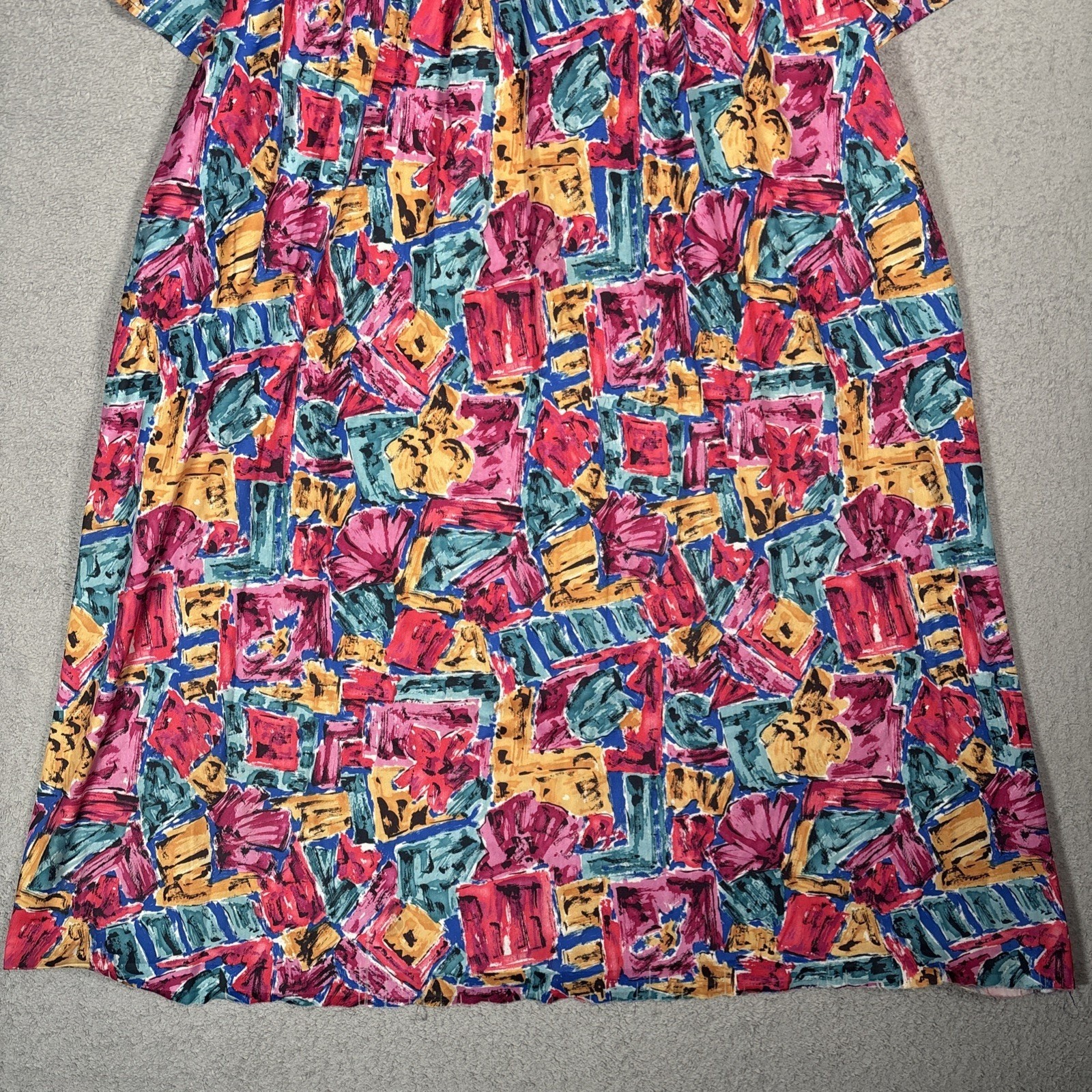 Just For Women Vintage 3X Muu Muu House Dress Pink Blue Abstract Floral USA