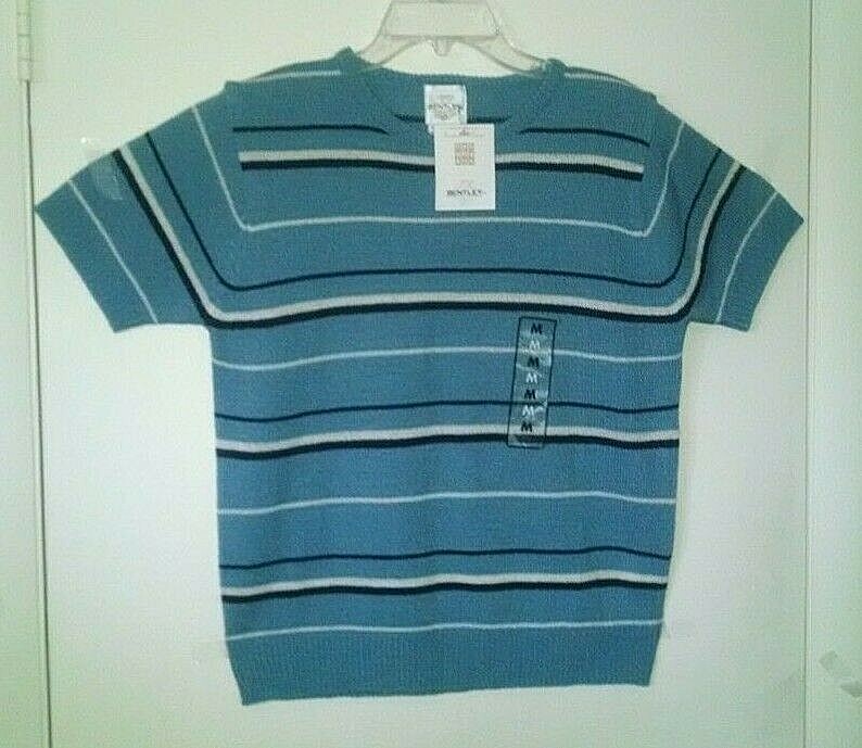 Women’s Vintage TR Bentley SS Strip Knit Sweater Sz M 100% Acrylic Made USA