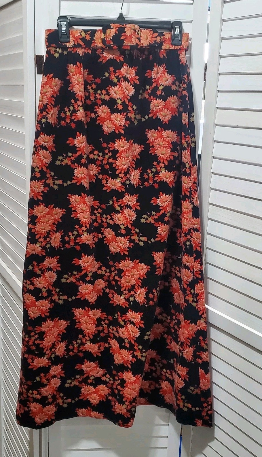 Vintage 1970s Velvet Maxi Skirt by Nelly de Grab w Belt Lined Size 10 *Rare* S