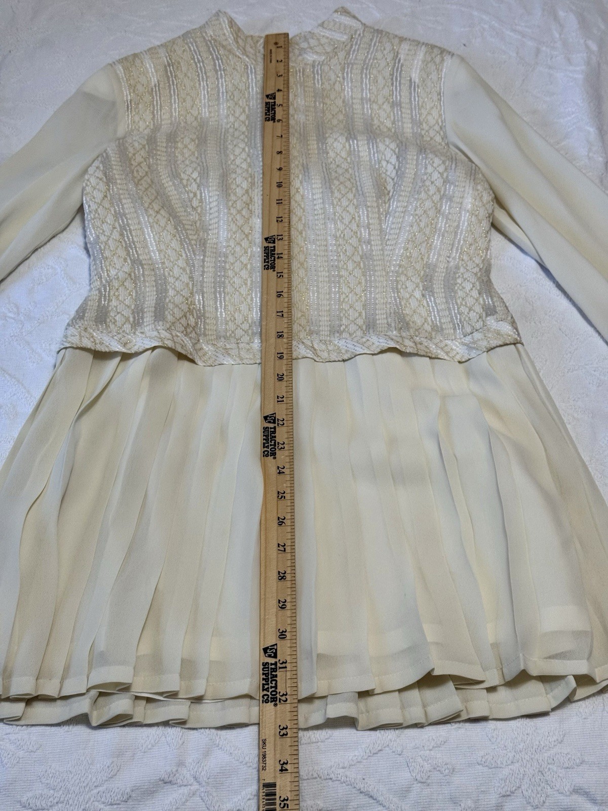 NWOT VTG 90s Clara Yoon Original Korea Designer Dress Quiet Luxury Gold Ivory M