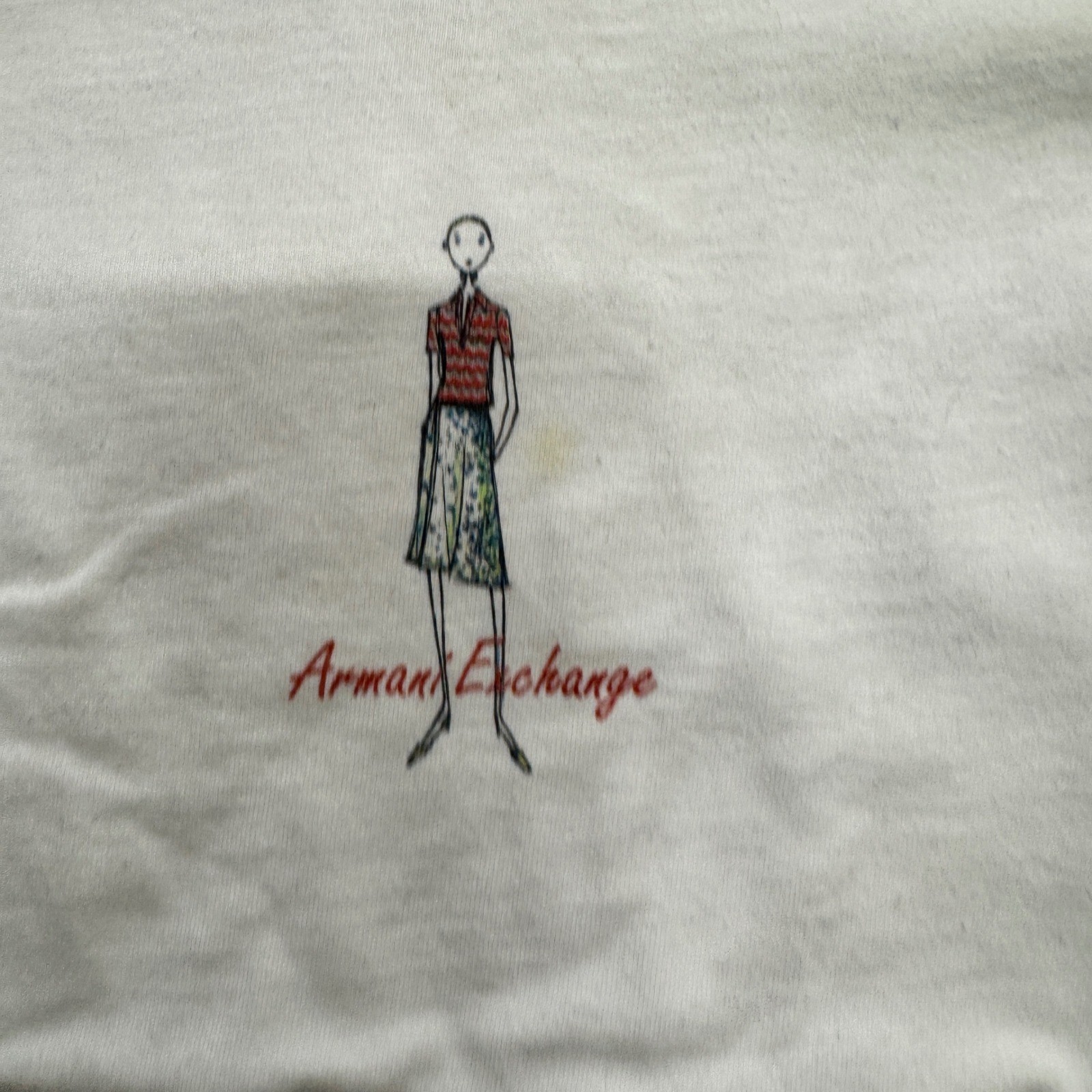 VTG Armani Exchange T-Shirt Women’s Sz M White Graphic Print Crew Neck 100%