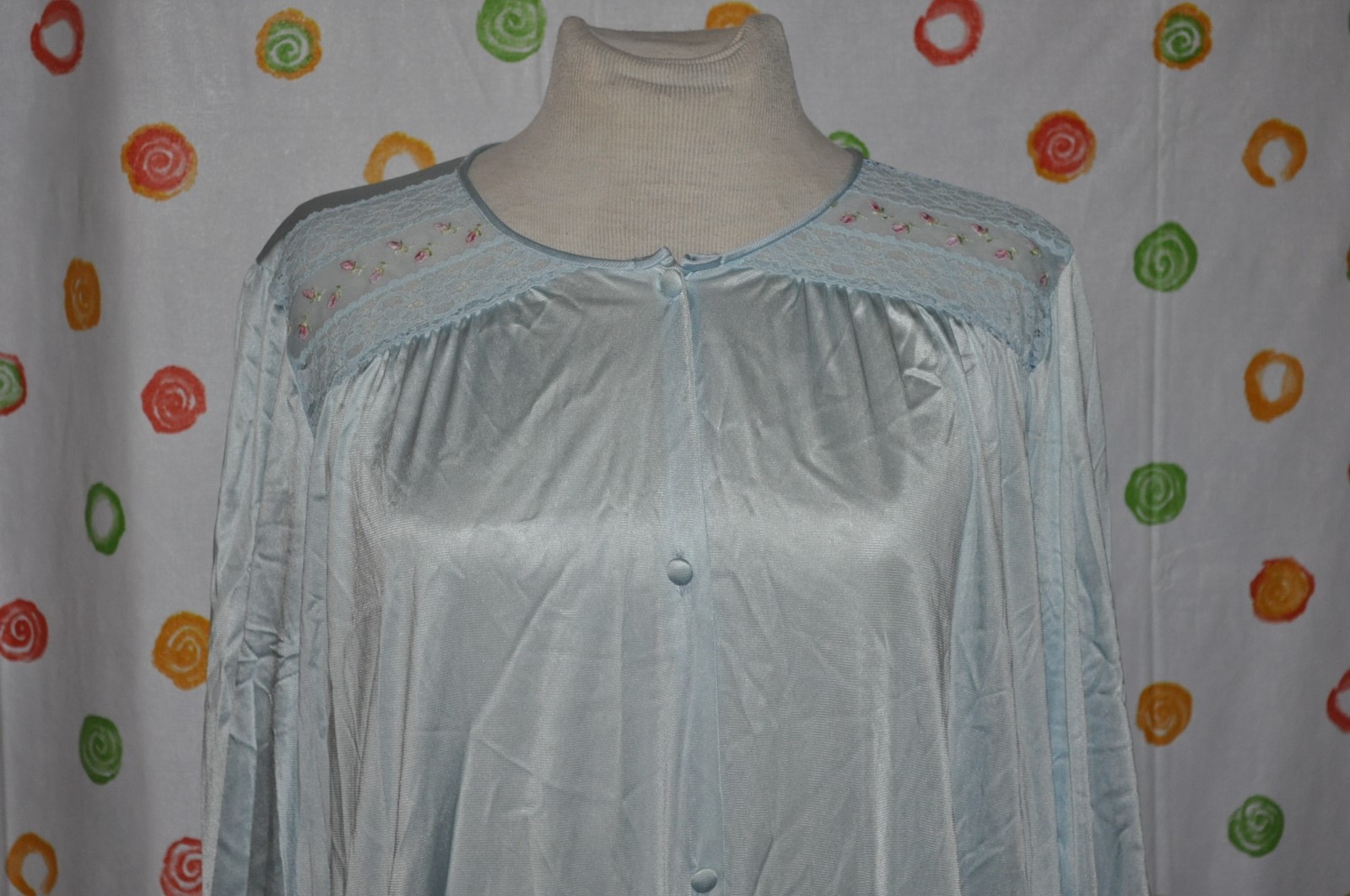 Vintage VANITY FAIR women’s Large BELOW KNEE HOUSECOAT DUSTER robe USA EUC