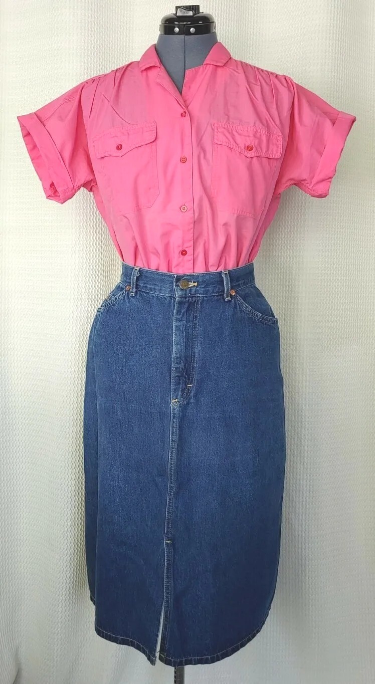 Vintage Objectives Hot Pink Short Sleeve Button Down Top Size 8
