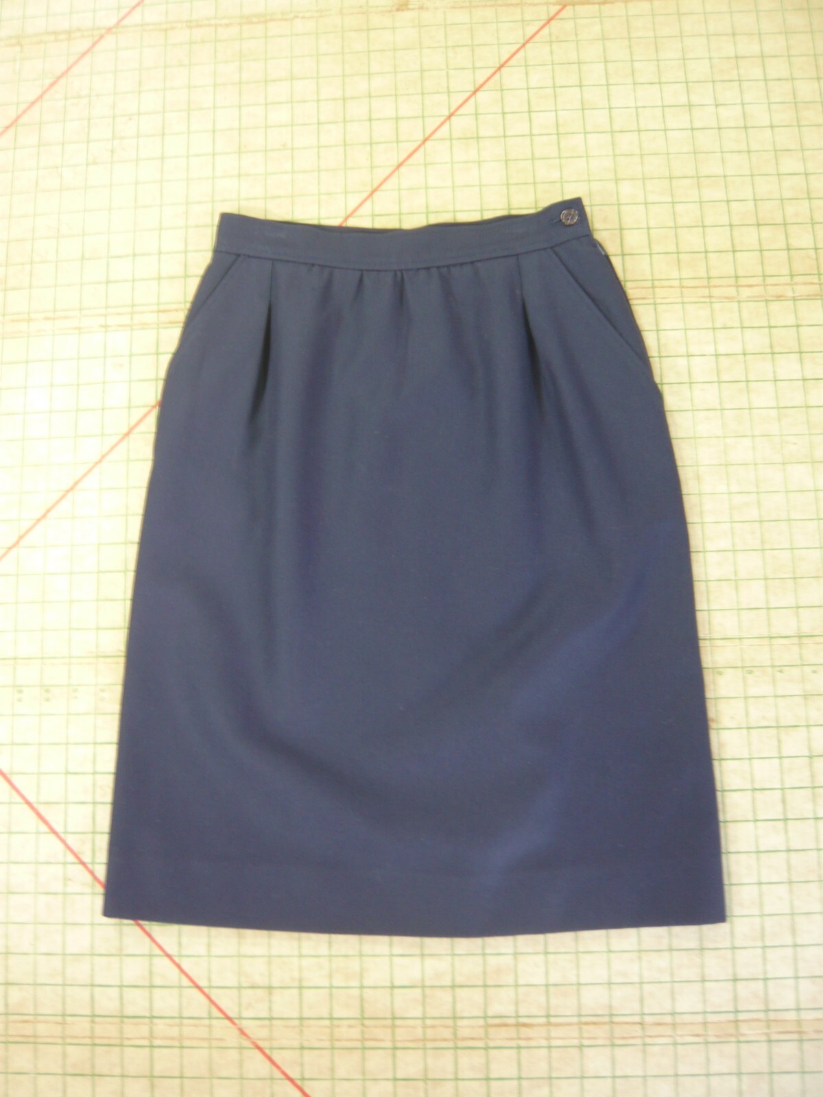 YVES SAINT LAURENT vintage 70s NAVY WOOL SKIRT French style deluxe 6