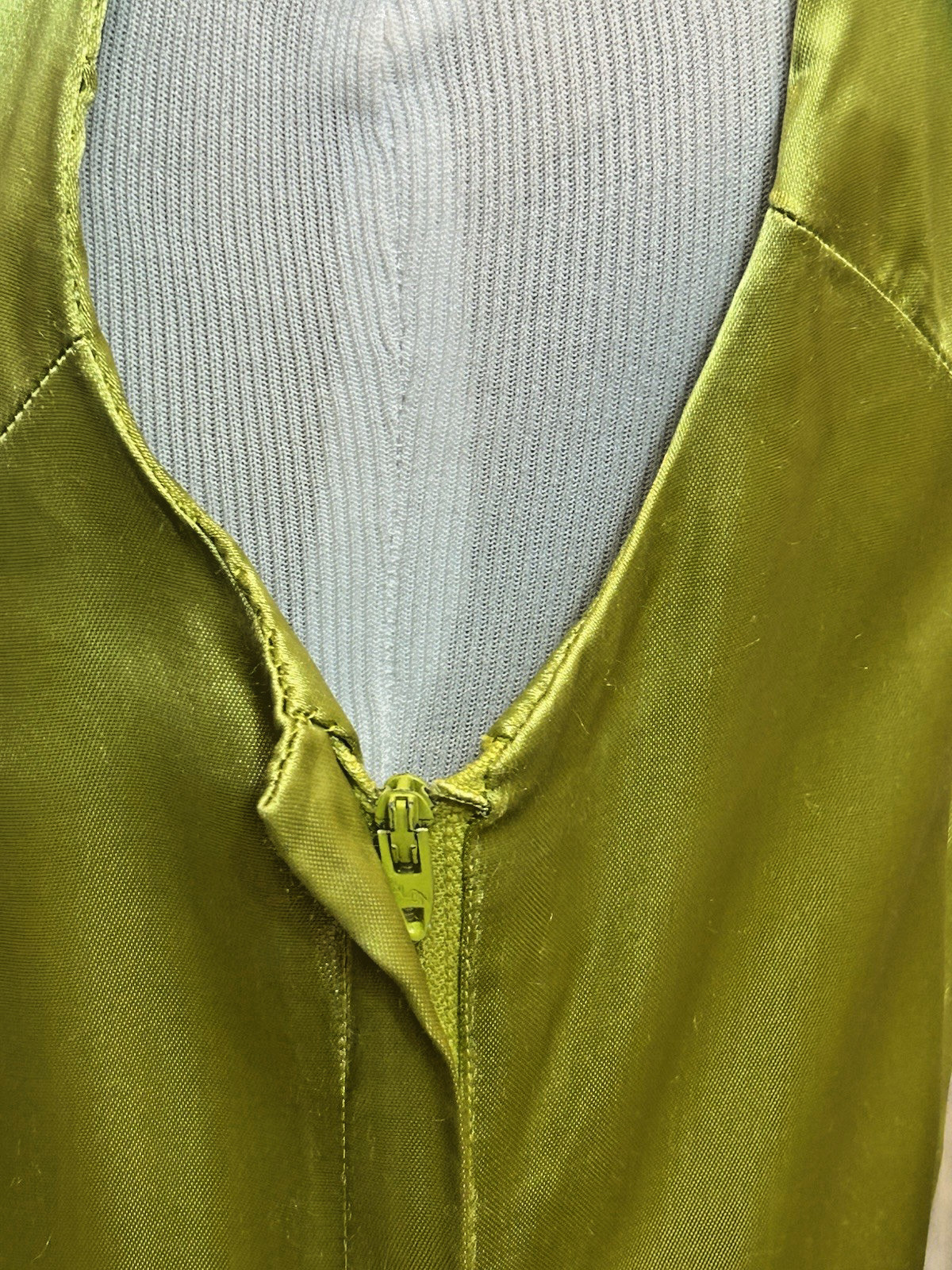 Vintage Handmade Satin Whimsical Green Party Dress – Flower, Fairy Costume Sz M