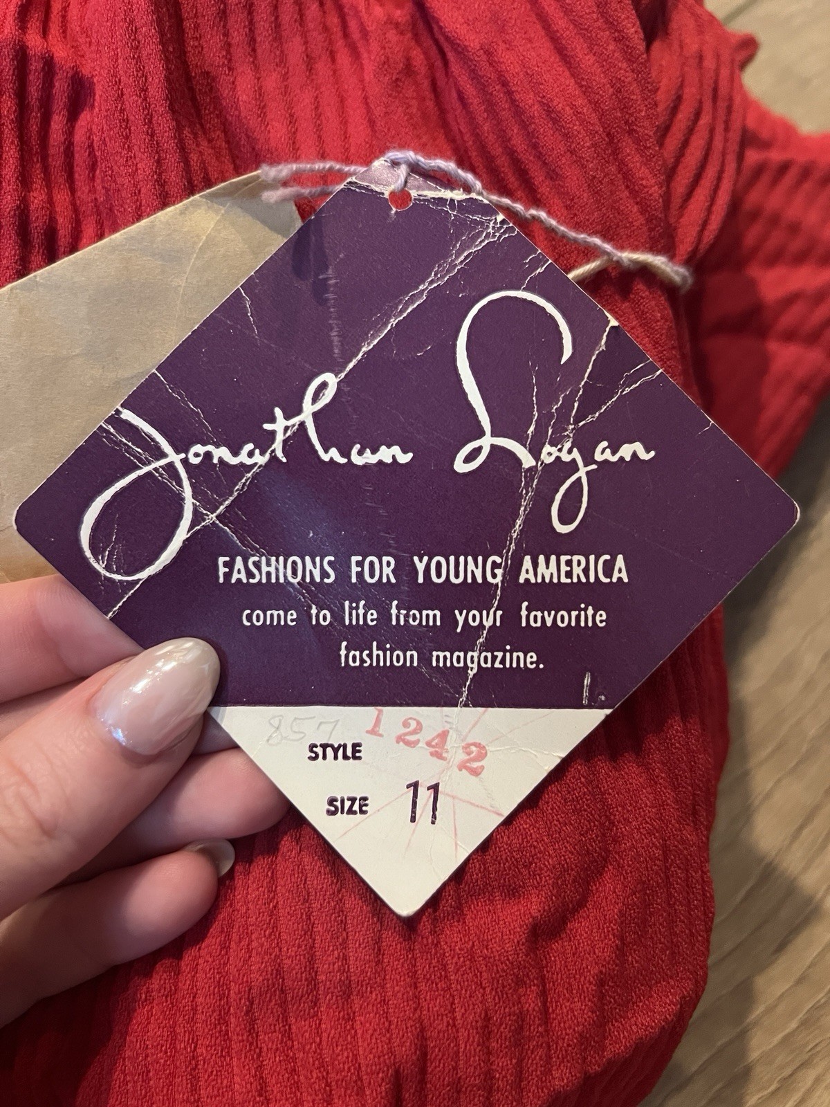VTG Johnathan Logan Juniors Dress Red Pleated C.1960 (With Original Tags)