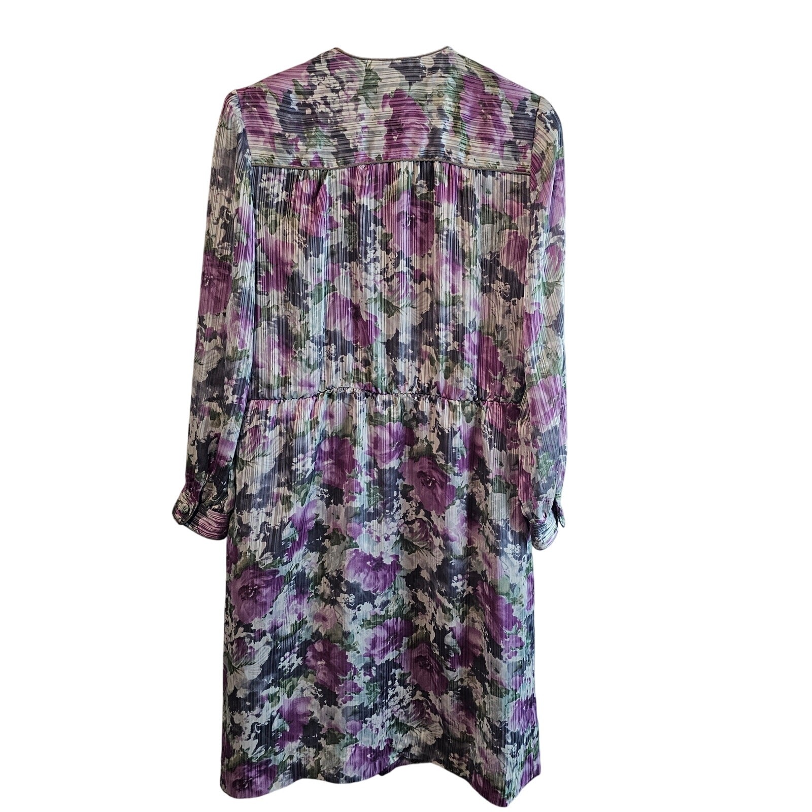 Vintage Wilroy Dress Womens XL Purple Floral 80s Cottage Coquette Glam Prairie