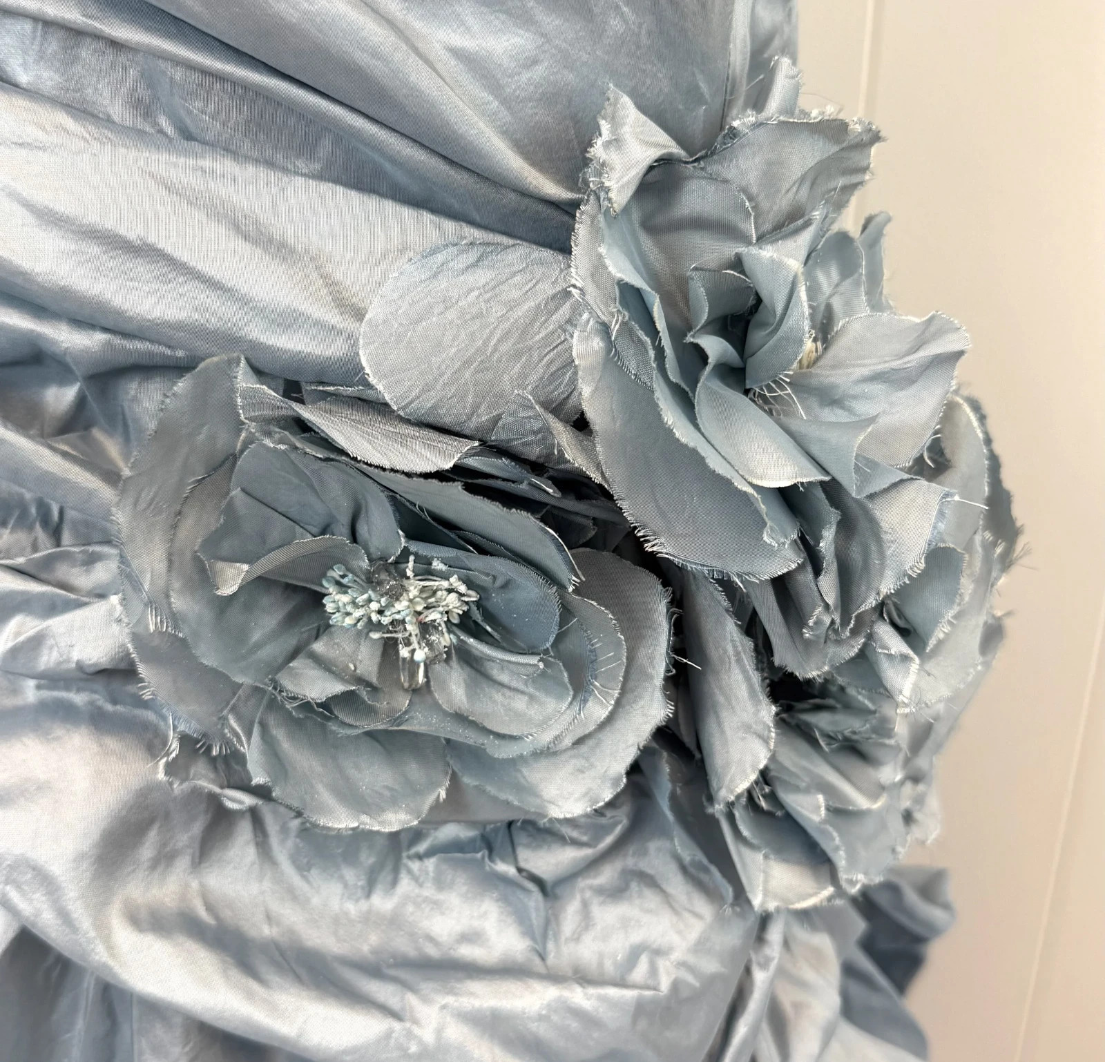 Vintage Catherine Regehr Saks Fifth Avenue Ice Blue Silk Ruffle Prom Dress Gown