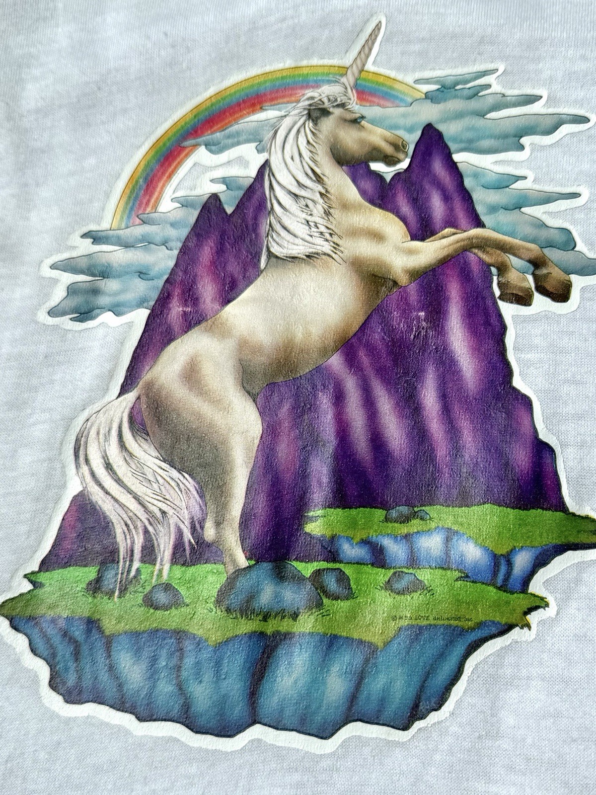 Vintage Unicorn Rainbow Tee Shirt Size XS Single Stitch Paper Thin T Baby Kids