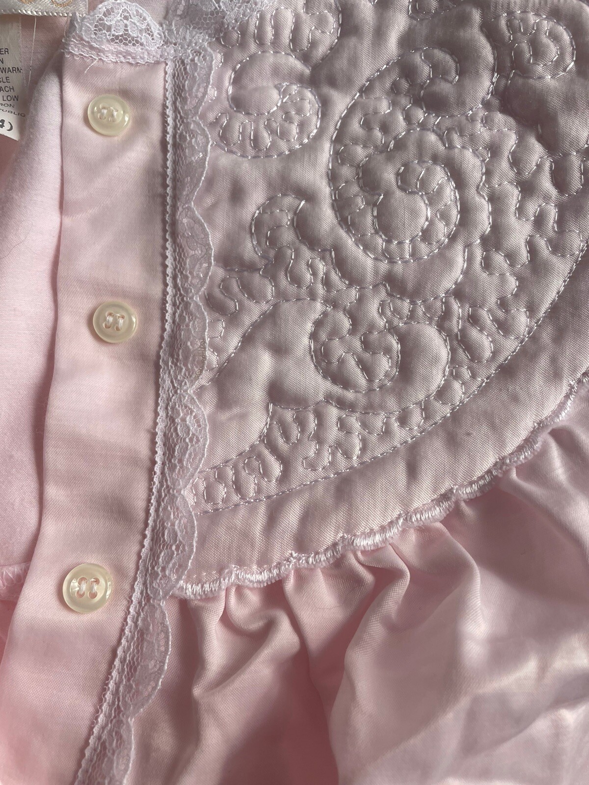 Vintage Cachet Long Nightgown Pink Embroidered Lace Sweet Cottage Size M 12-14