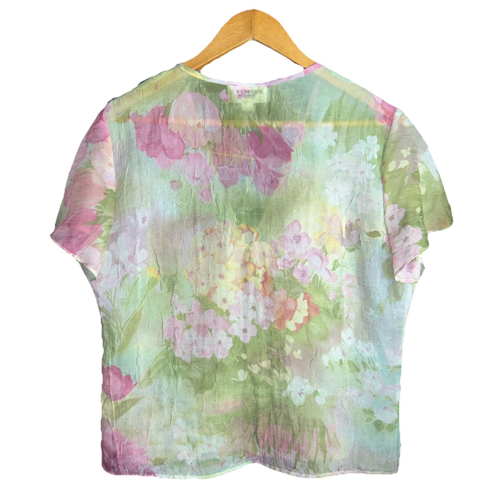 Vintage Floral Print Sheer Top