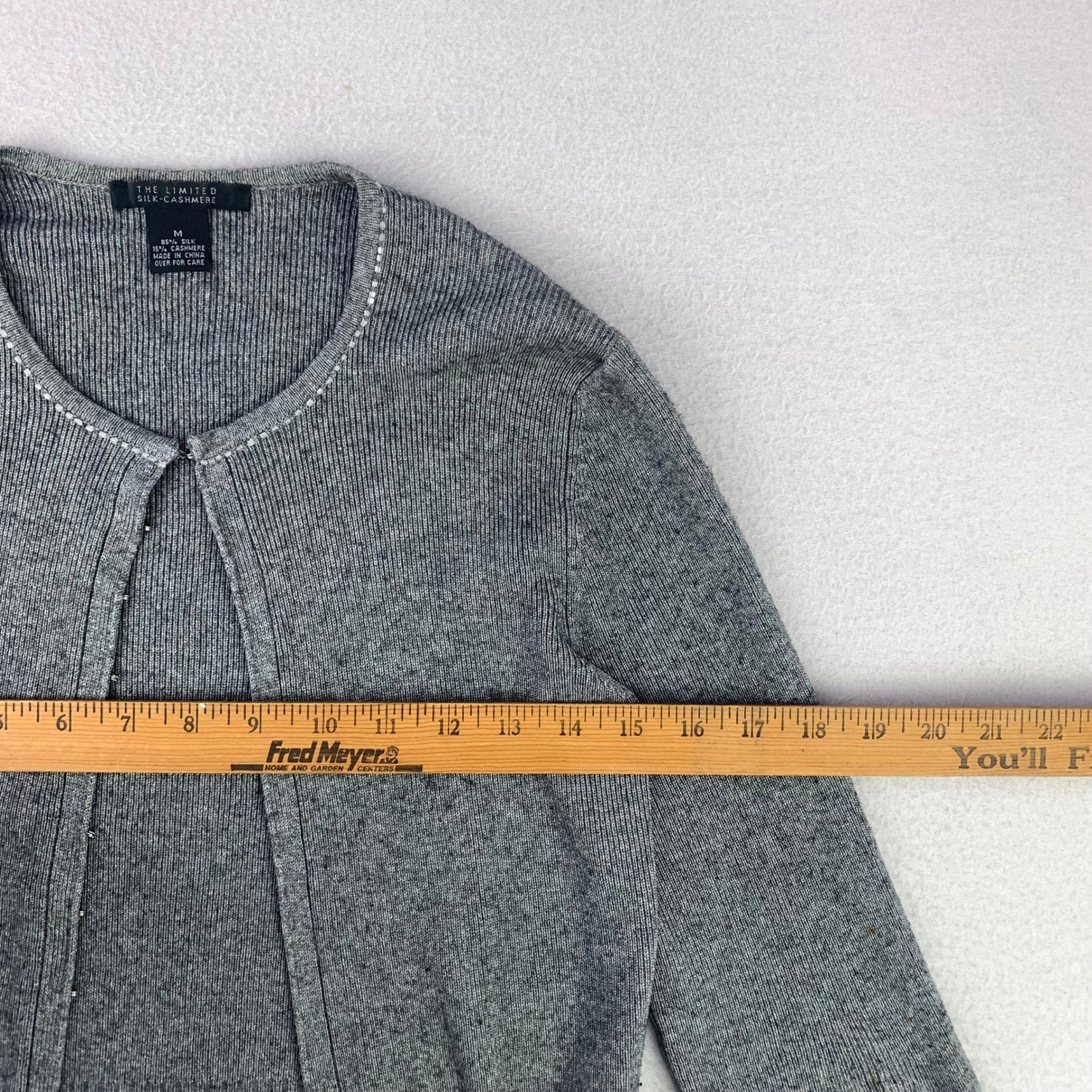 VTG Y2K The Limited Silk Cashmere Cardigan Sweater Womens M Gray Lightweight