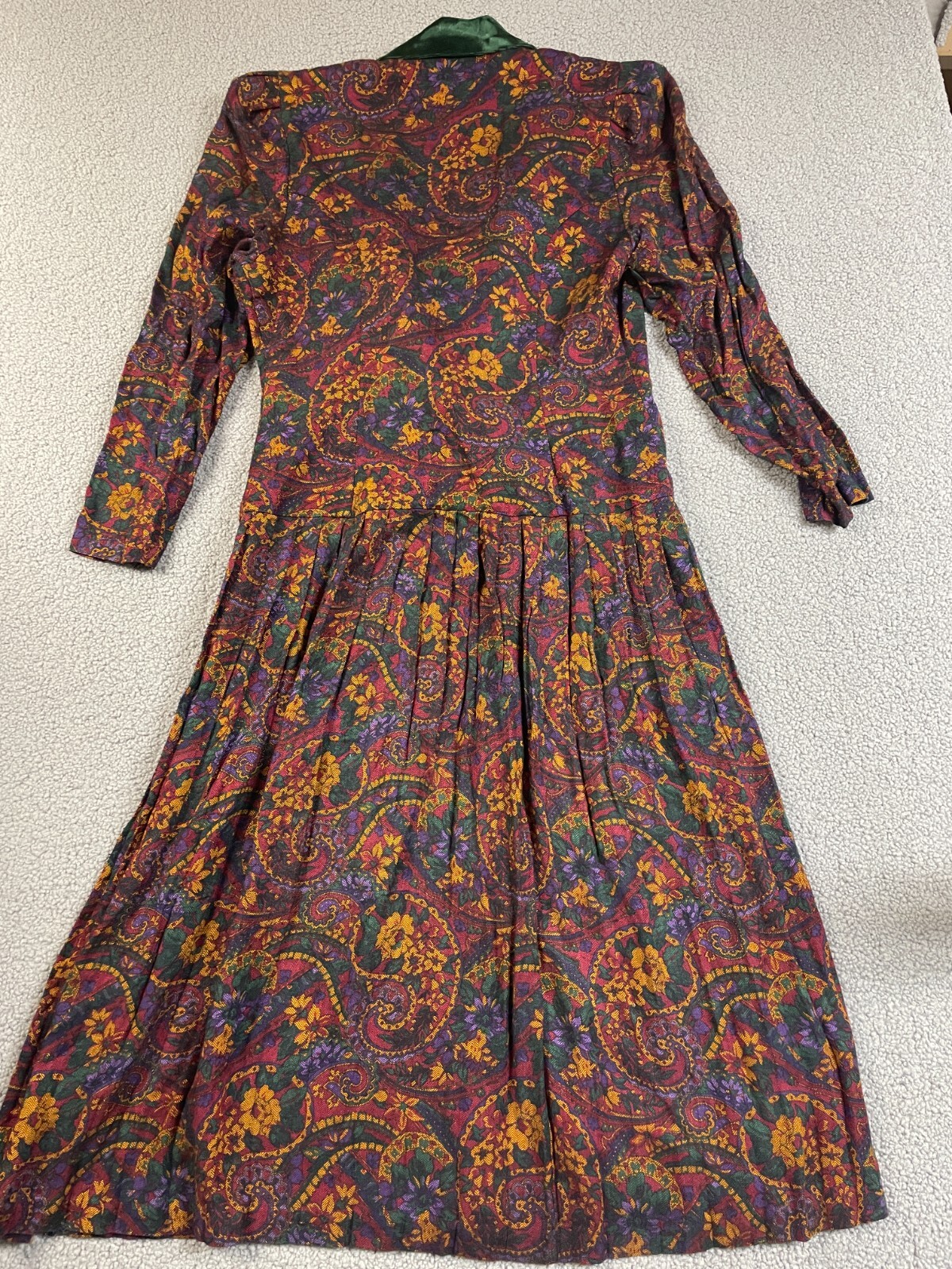 VINTAGE K.C. SPENCER paisley floral pleated maxi long sleeve size 8