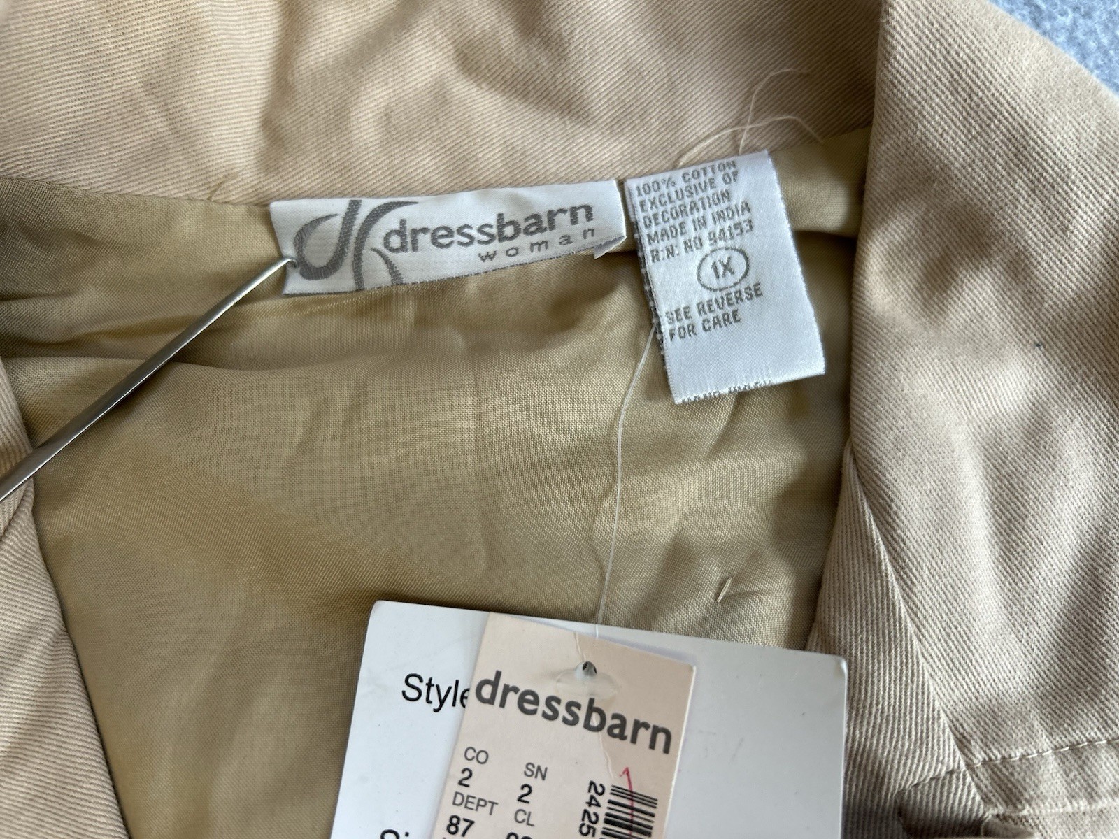 Dress Barn vintage-style tan vest With embroidered floral patterns, bohemian, 1X