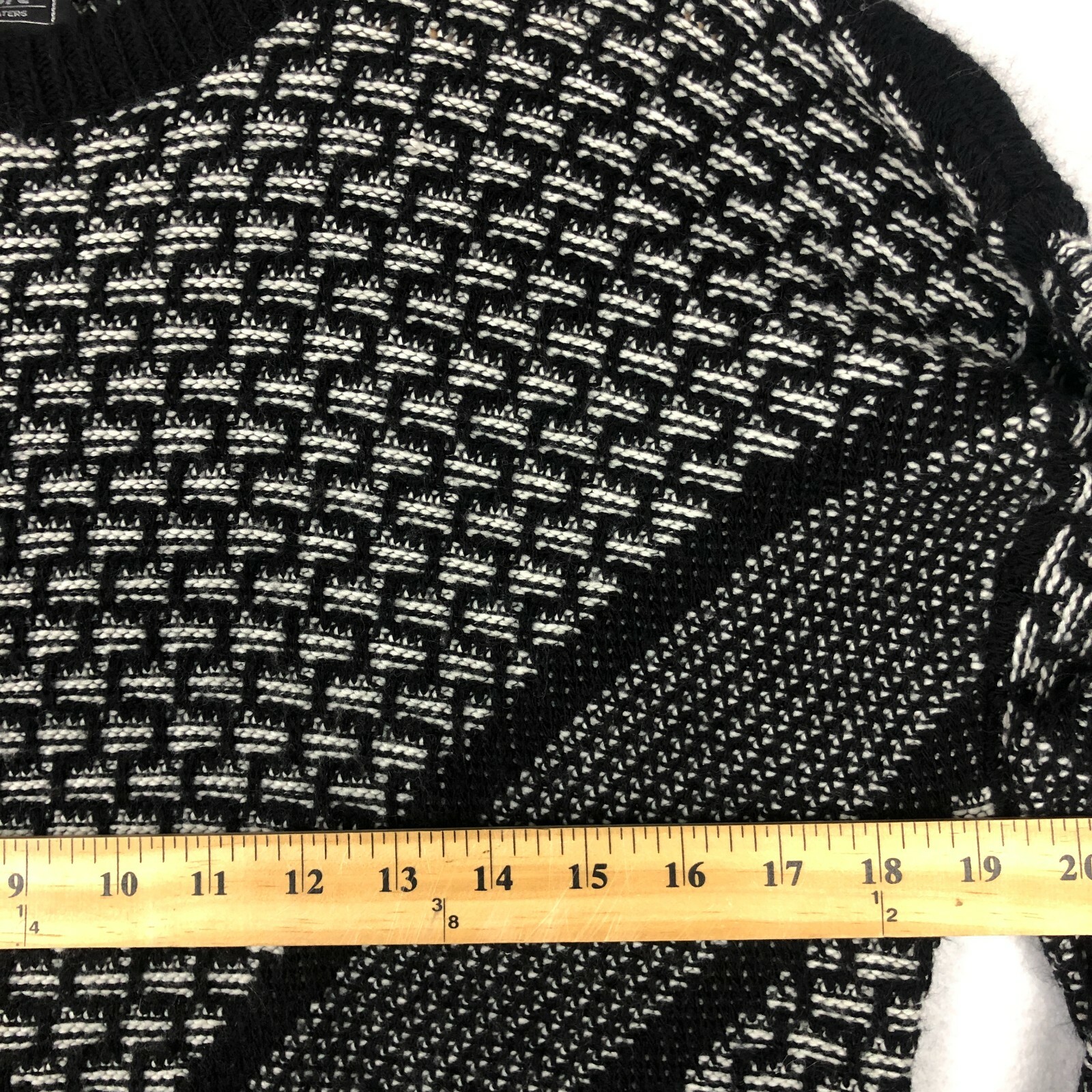 Vintage Van Cort Chunky Knit Sweater Womens Size M Retro 80s Black White