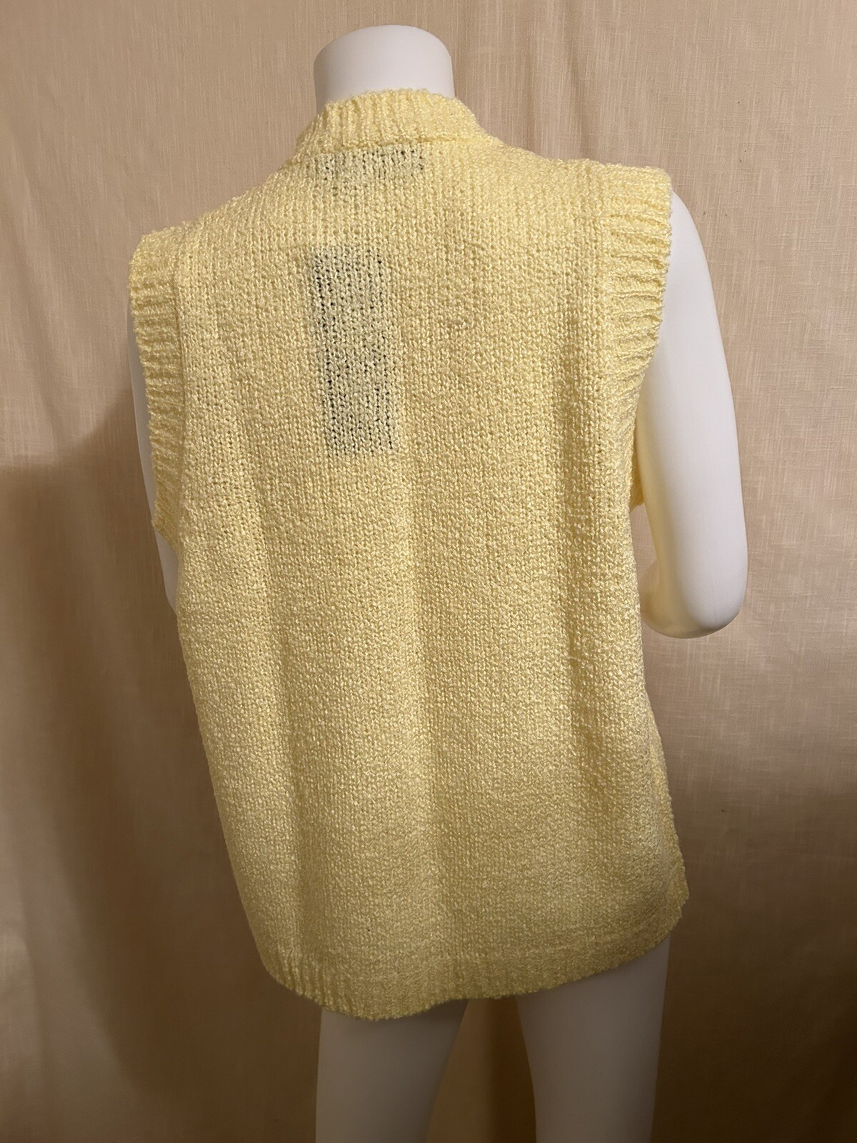 Vtg.? Nwt Le Roy Knitwear Sz.L Open Front Sweater Vest Pastel Yellow