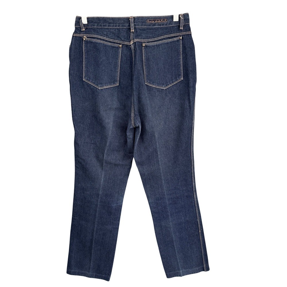 A8 Gloria Vanderbilt 1980 VTG High Rise Straight Leg Jeans Dark Wash Blue Denim
