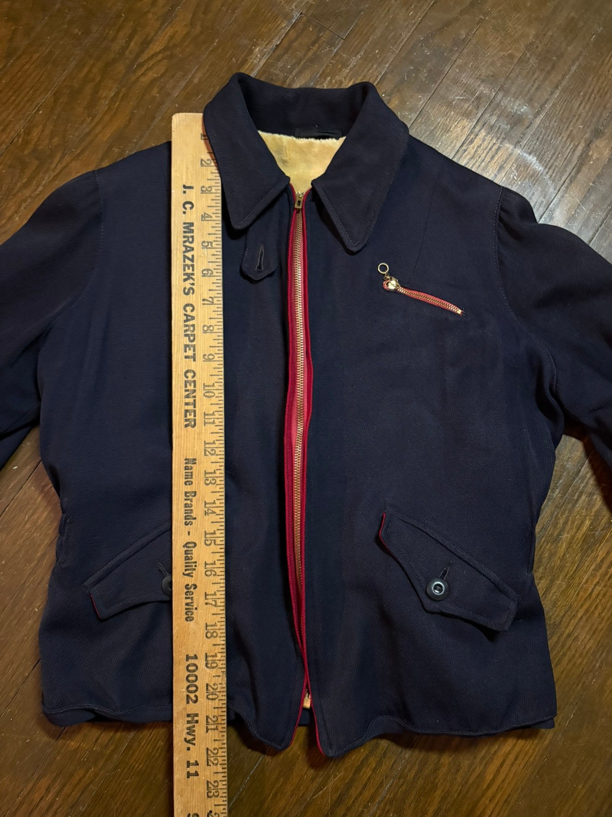 1940s Navy Alpine Ski Suit — Two-Piece Wool Gabardine Buckle Shearling Lined