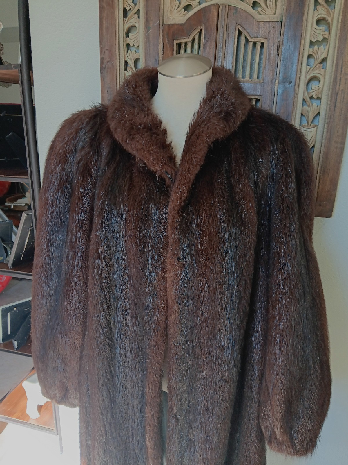 VTG Evans Furs Full Length Sheared Nutria Fur Coat – 80s Industria Argentina