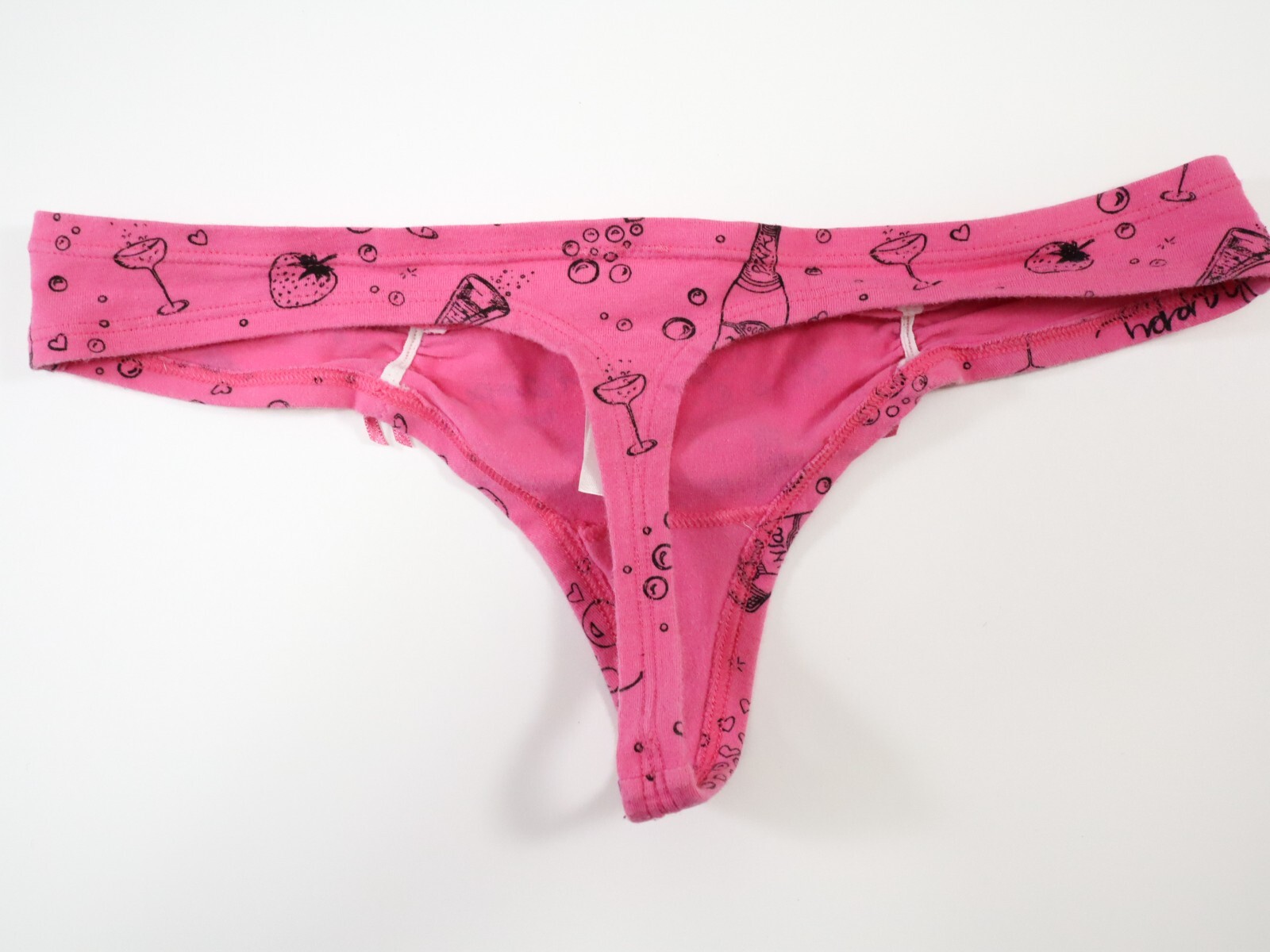 1 Vtg Victoria’s Secret PINK 2009 Ruched Bow Thong Panties Size SMALL