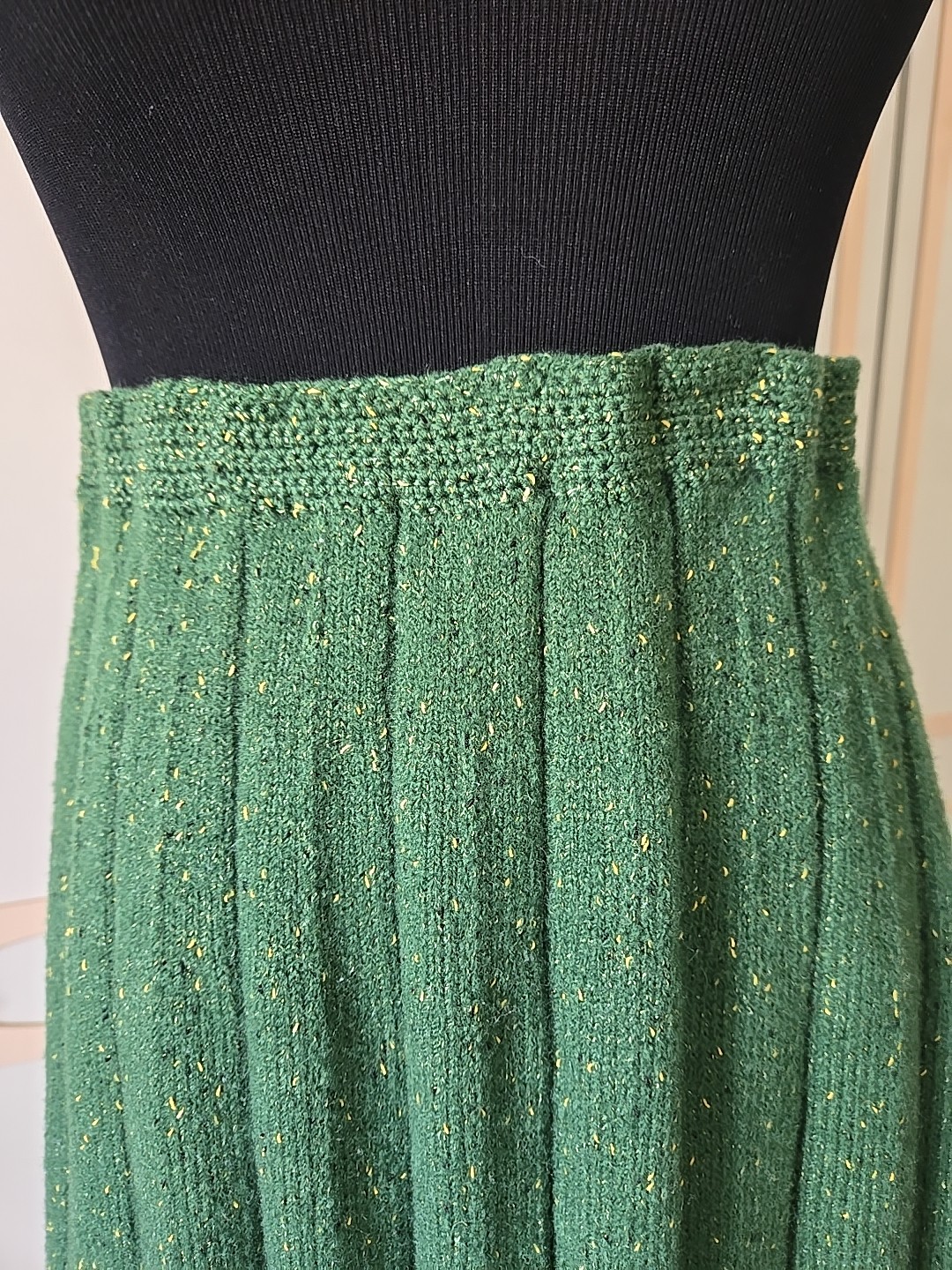 Vintage 60s Heavy Knit Set~ Sweater with Pleated Skirt in Geek Stripes, Midi ~ S
