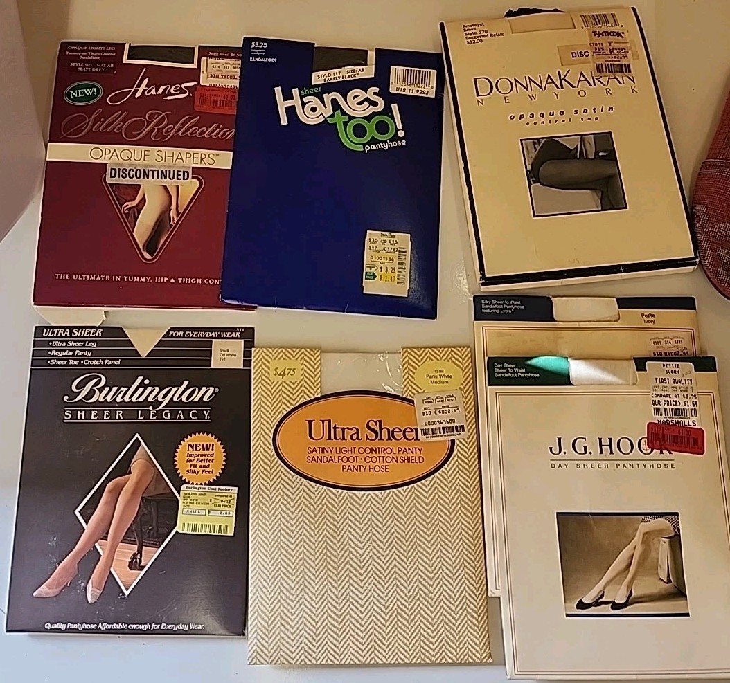 Lot 7 Vintage Stockings Pantyhose Size AB Burlington,jg Hook Etc See Pics