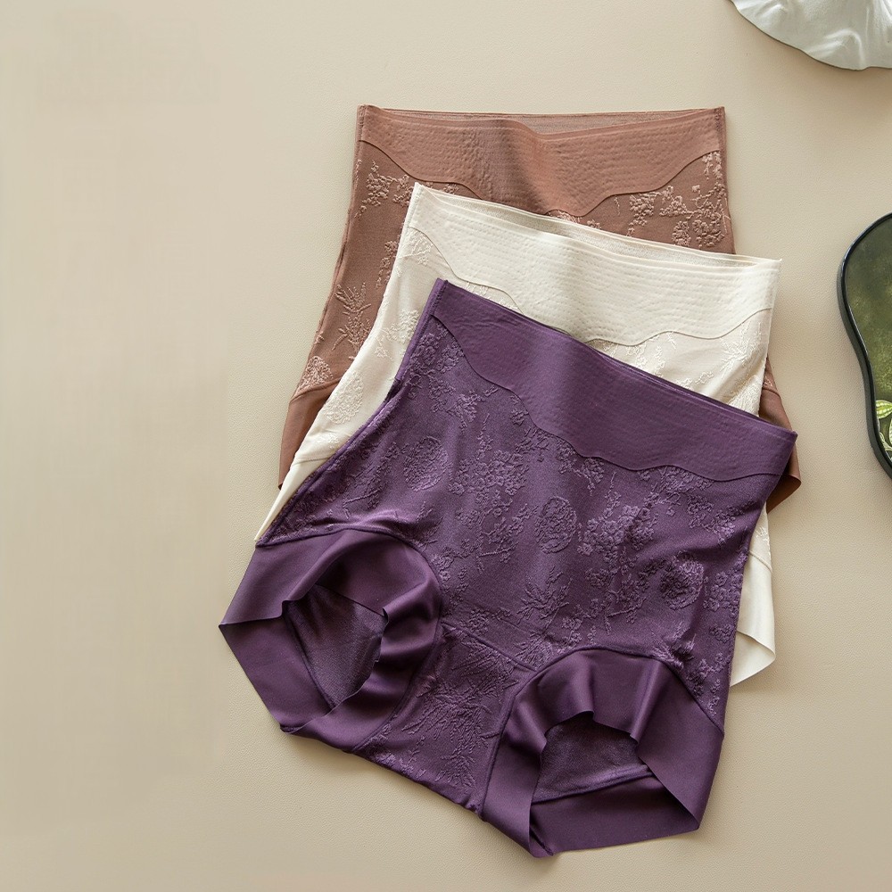 Women’s Antique Style High Waist Panties for Women Tummy Control Embroidery Soft