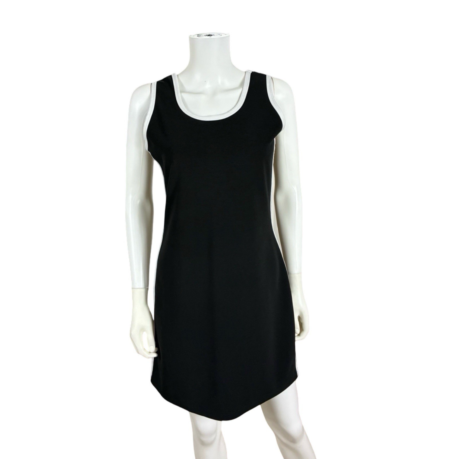 Joule Women’s Vintage 90’s Black Stretch Striped Side Dress Sporty Grunge L
